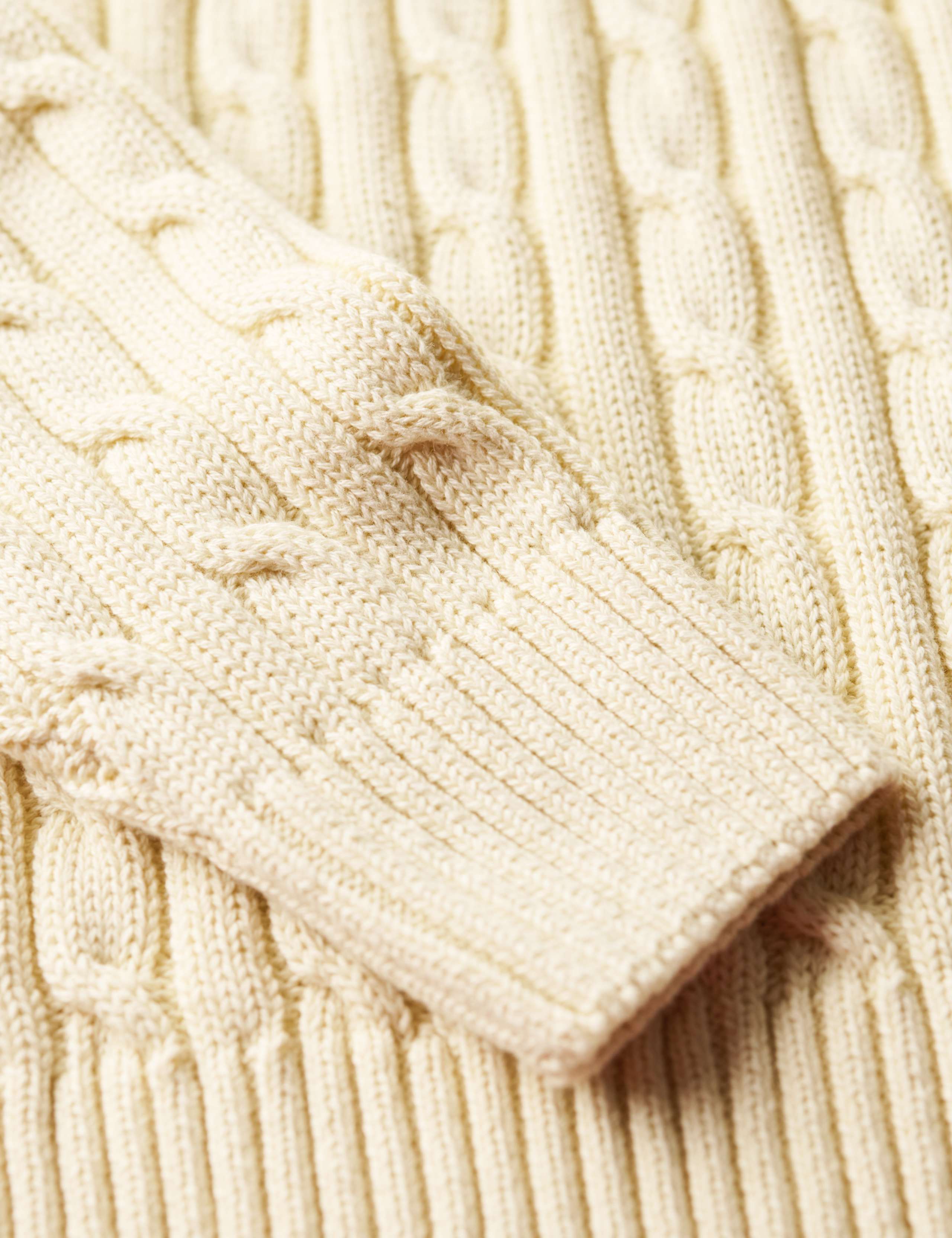 Pure Cotton Cable Knit Roll Neck Jumper 6 of 6