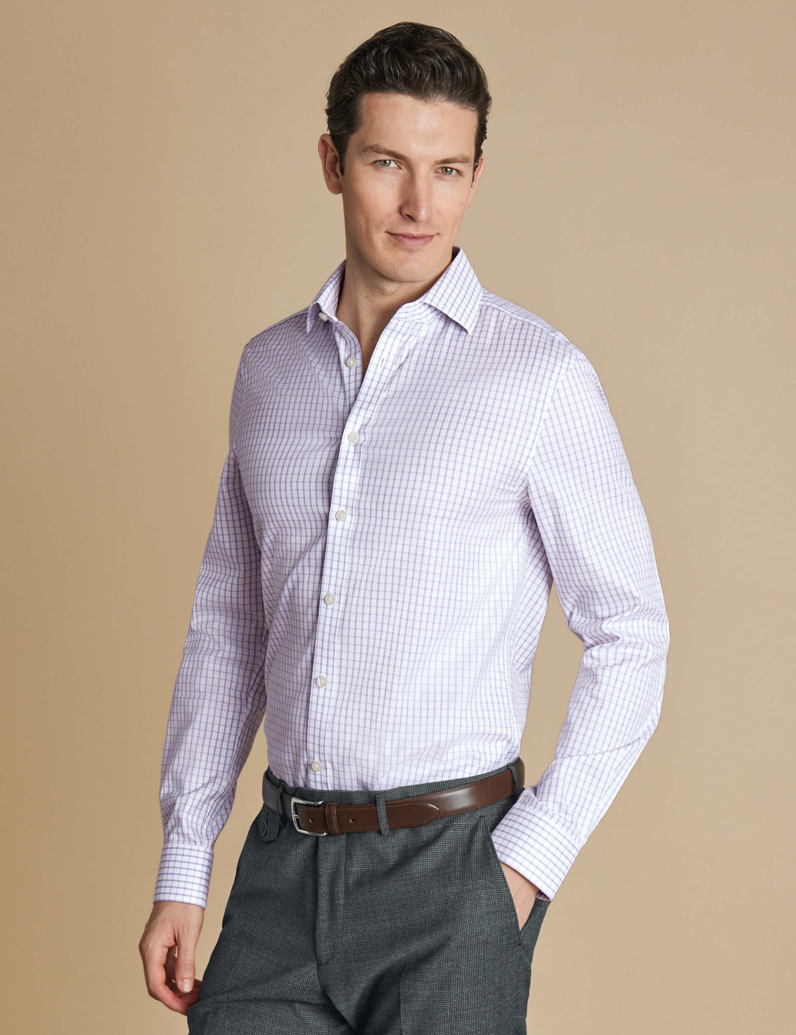 Slim Fit Non Iron Pure Cotton Twill Shirt 1 of 6