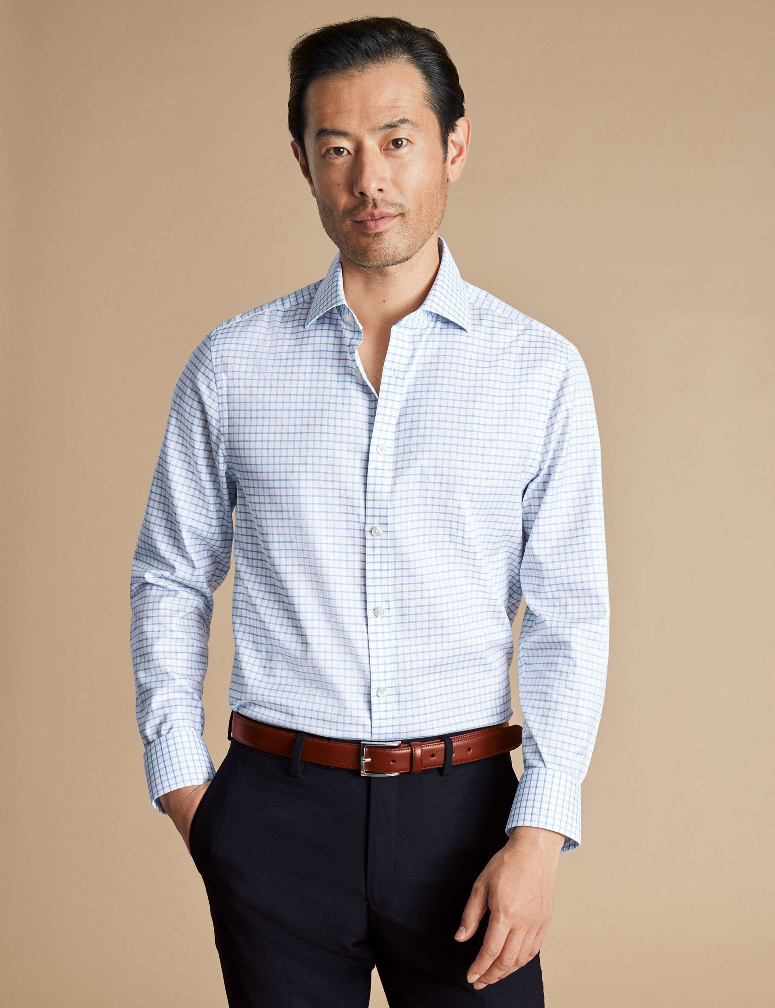 Slim Fit Non Iron Pure Cotton Twill Shirt 1 of 6