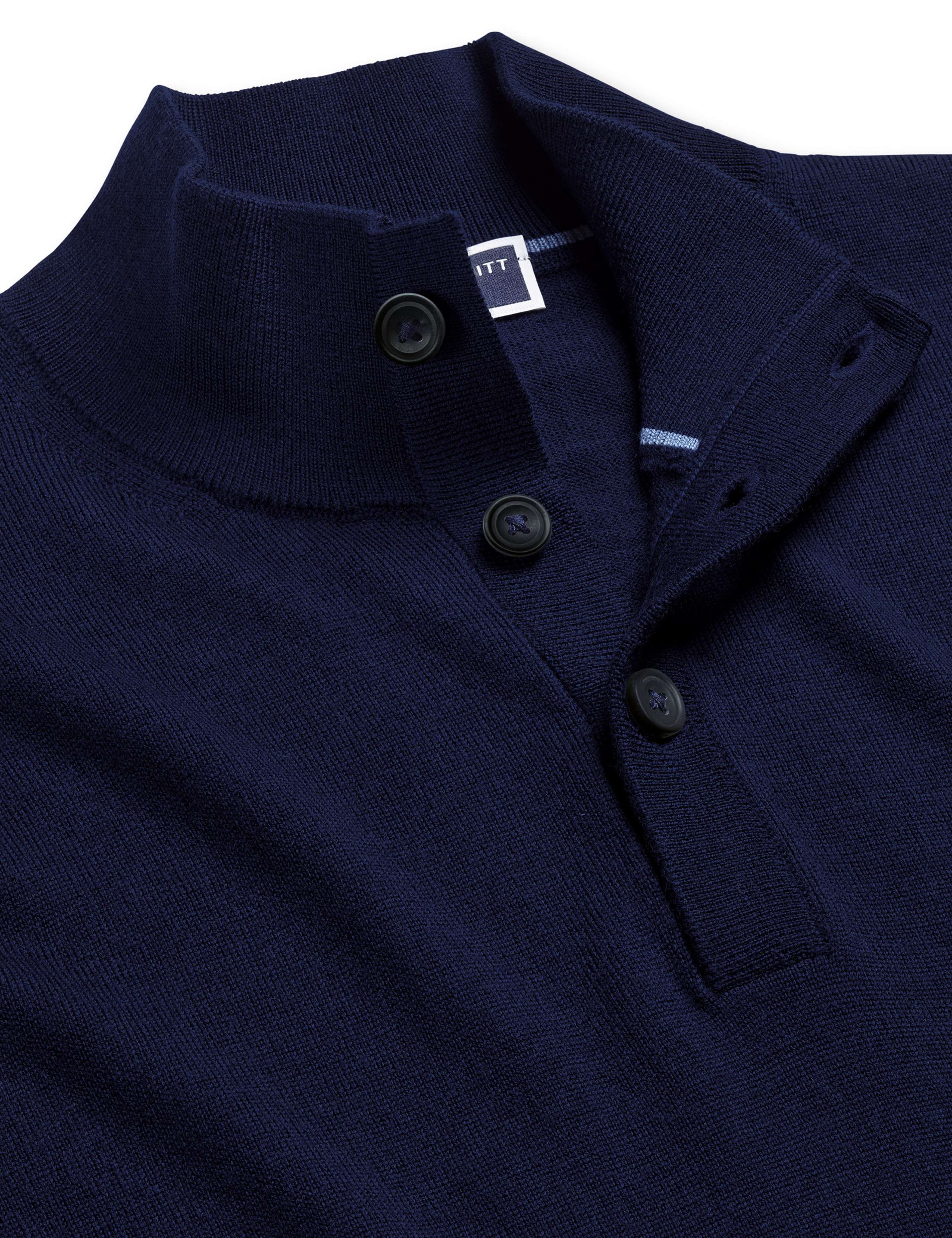 Pure Merino Wool Button Neck Jumper 4 of 5