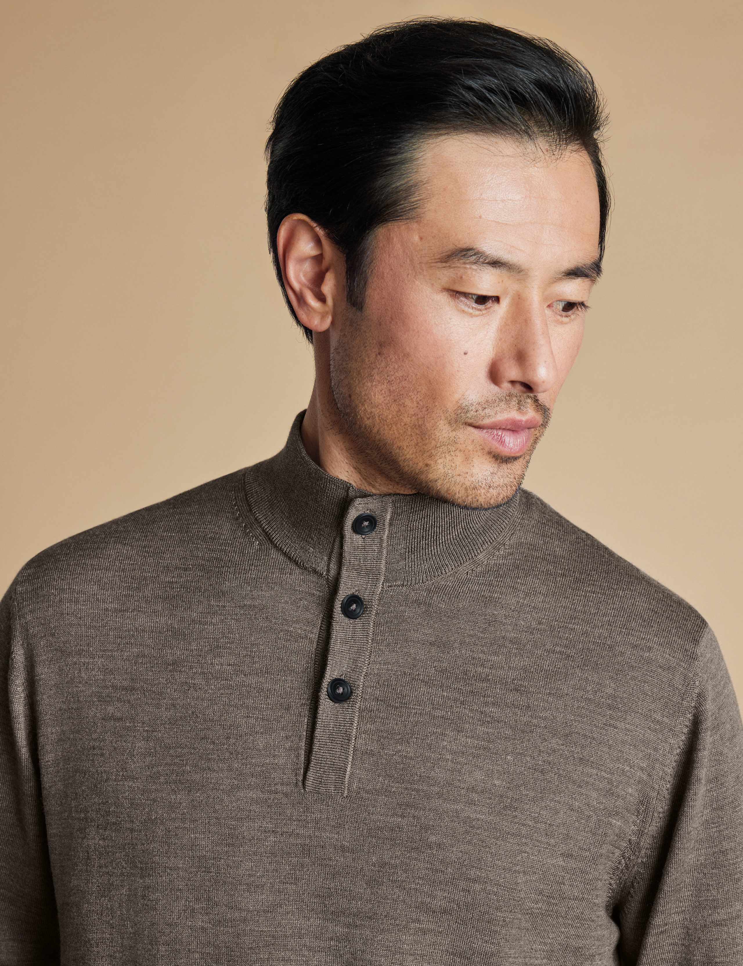 Pure Merino Wool Button Neck Jumper 3 of 5