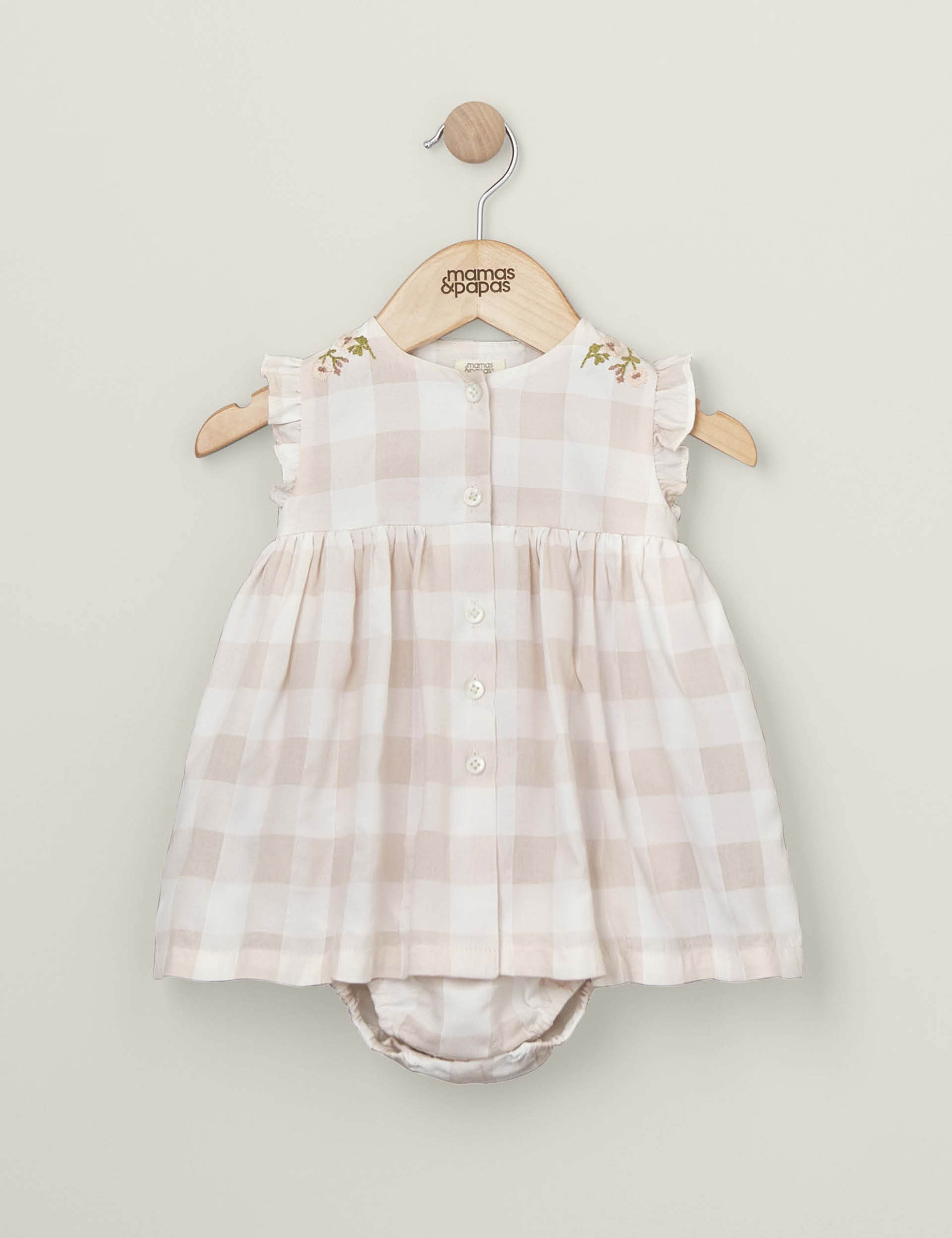 Cotton Blend Gingham Romper Dress (0-12 Mths) 2 of 3