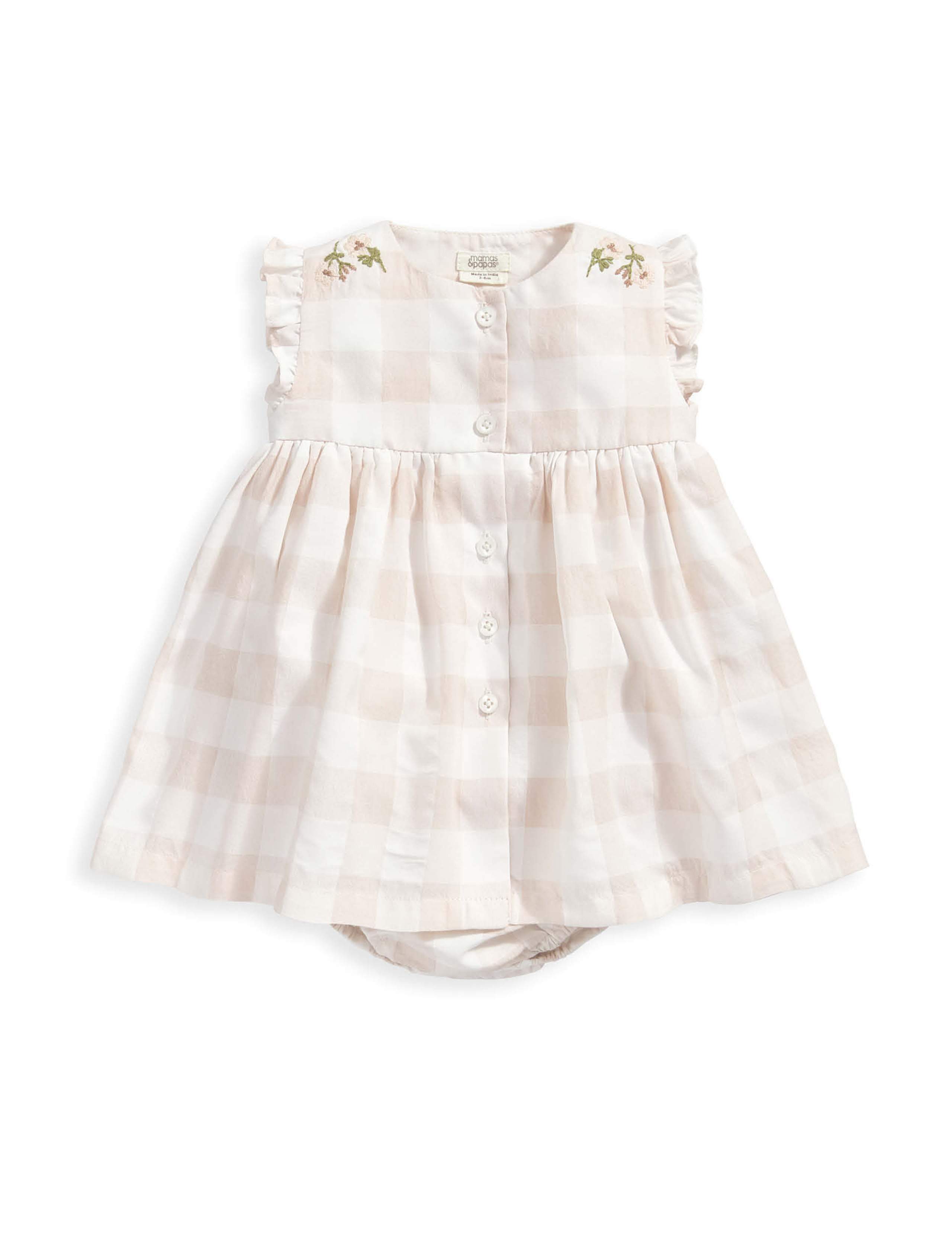 Cotton Blend Gingham Romper Dress (0-12 Mths) 3 of 3