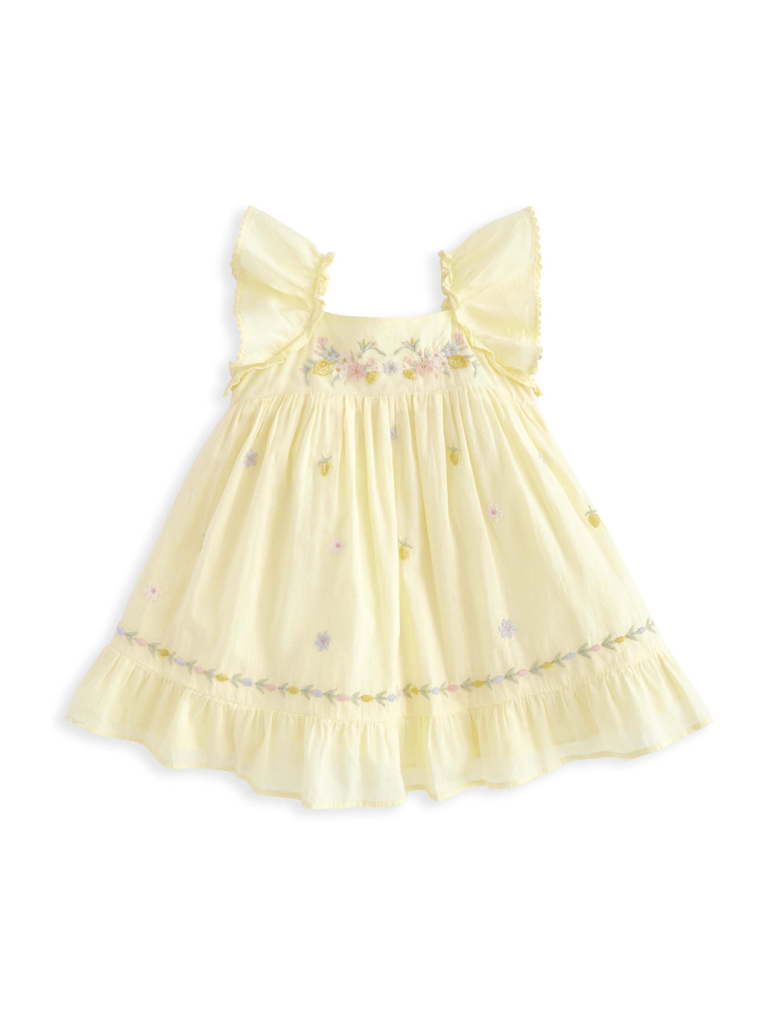 Pure Cotton Frill Embroidered Dress (0-3 Yrs) 2 of 3