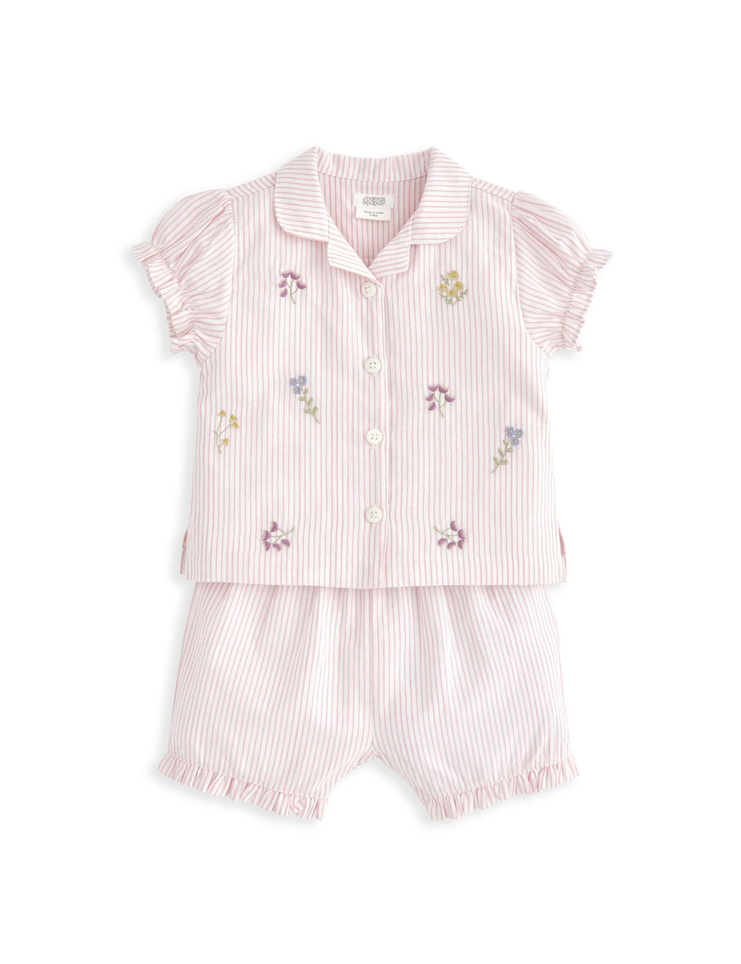 Pure Cotton Striped & Floral Pyjamas (3-36 Mths) 2 of 4