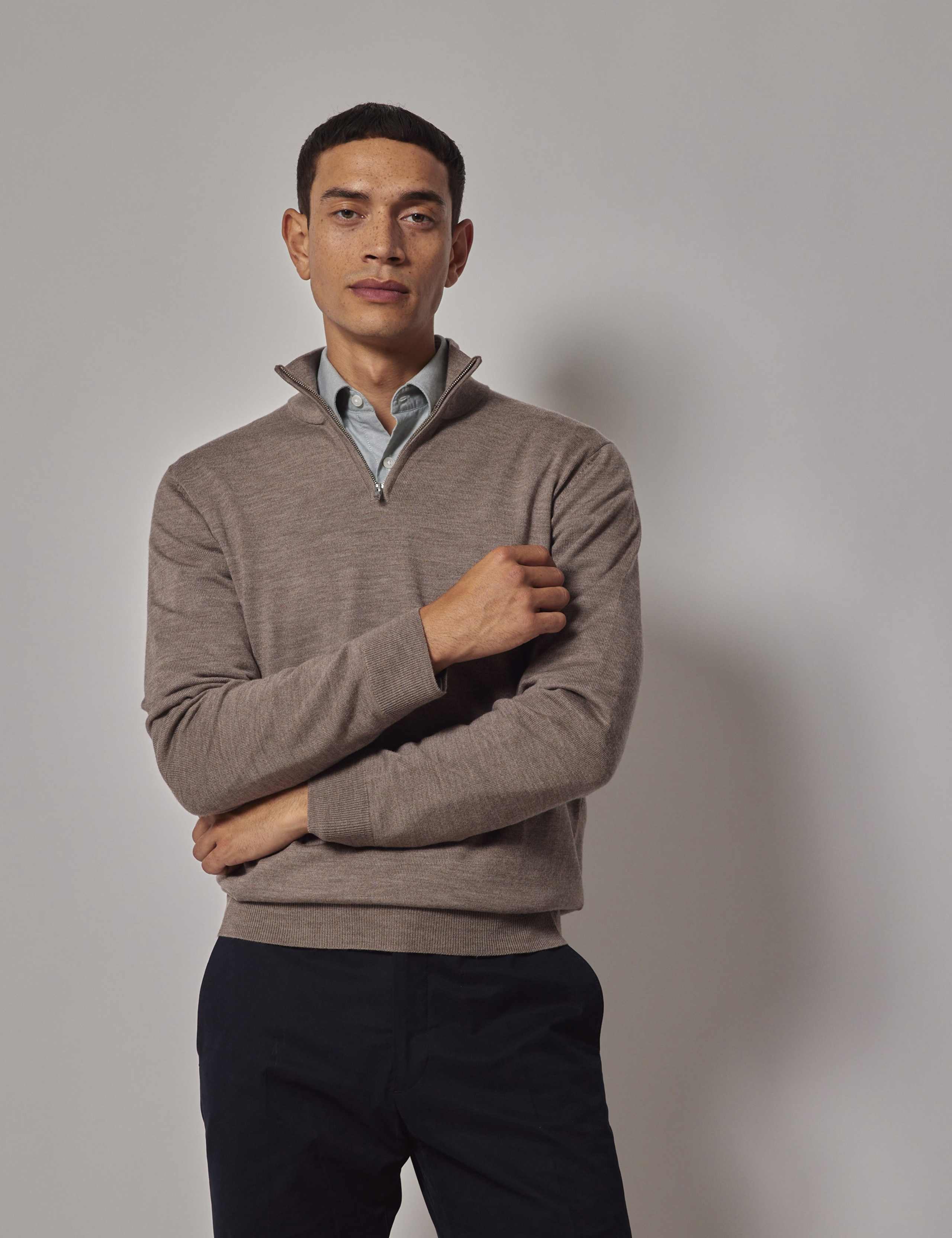 Pure Wool Half Zip Jumper 1 of 2