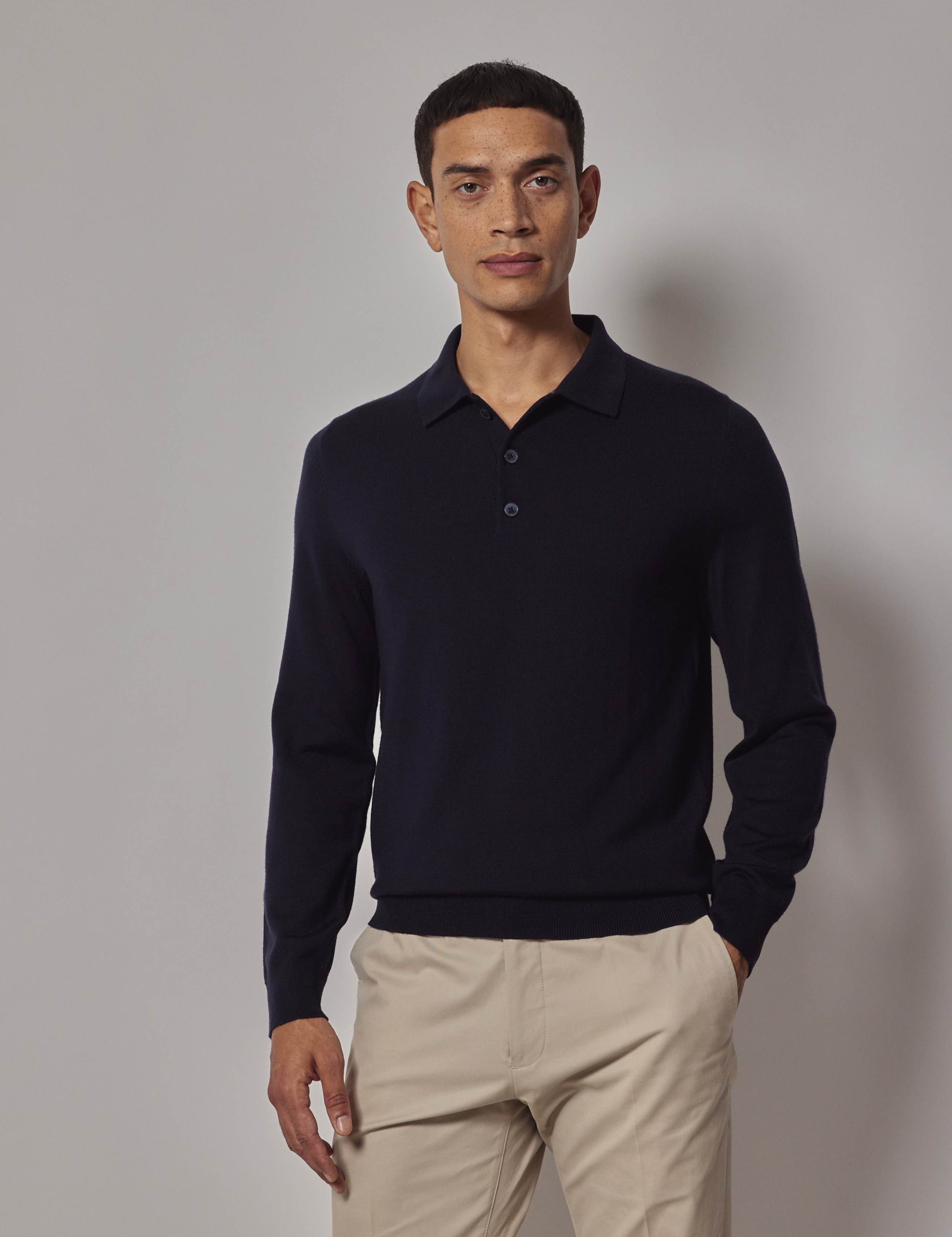 Pure Wool Long Sleeve Polo Shirt 2 of 4