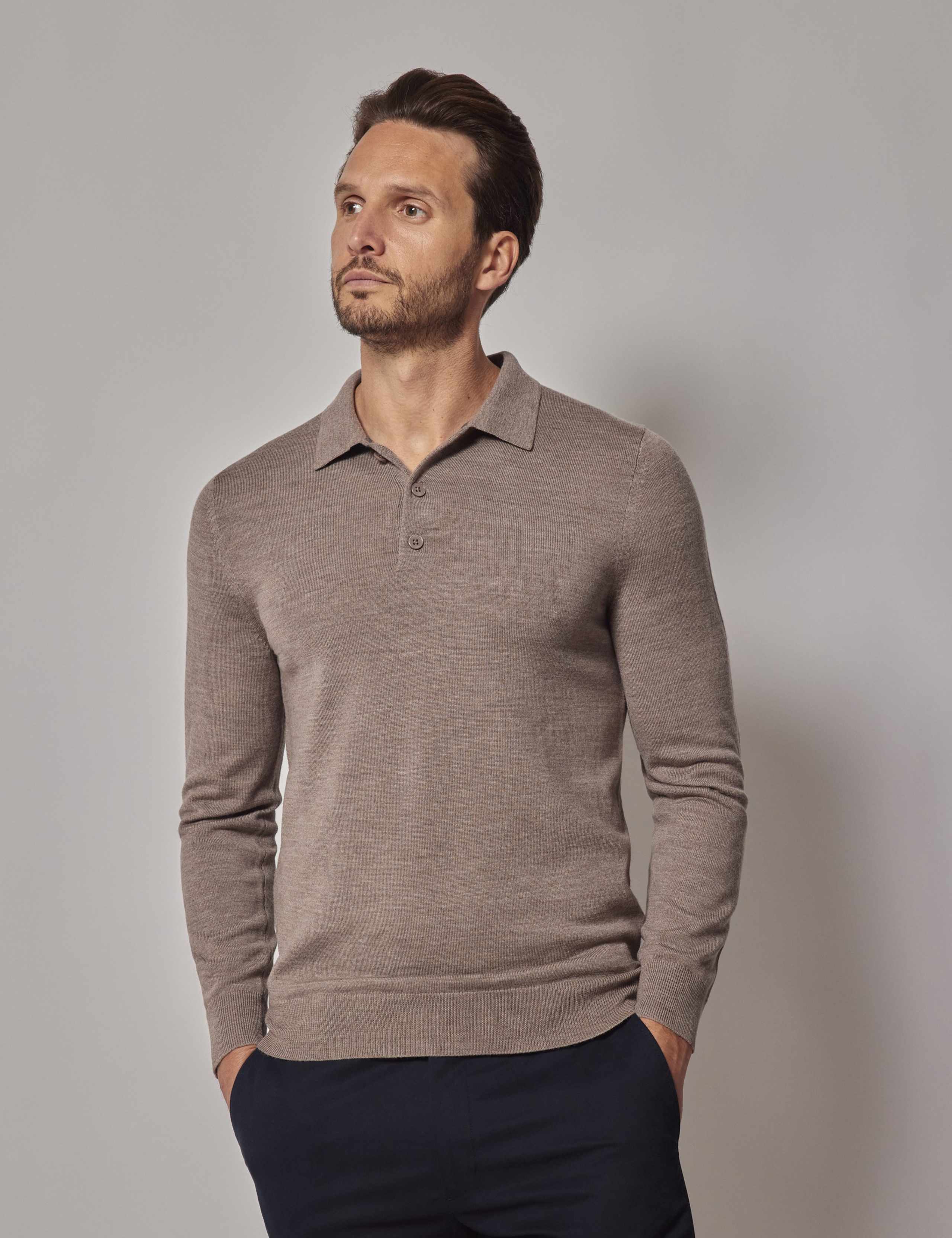 Pure Wool Long Sleeve Polo Shirt 2 of 2