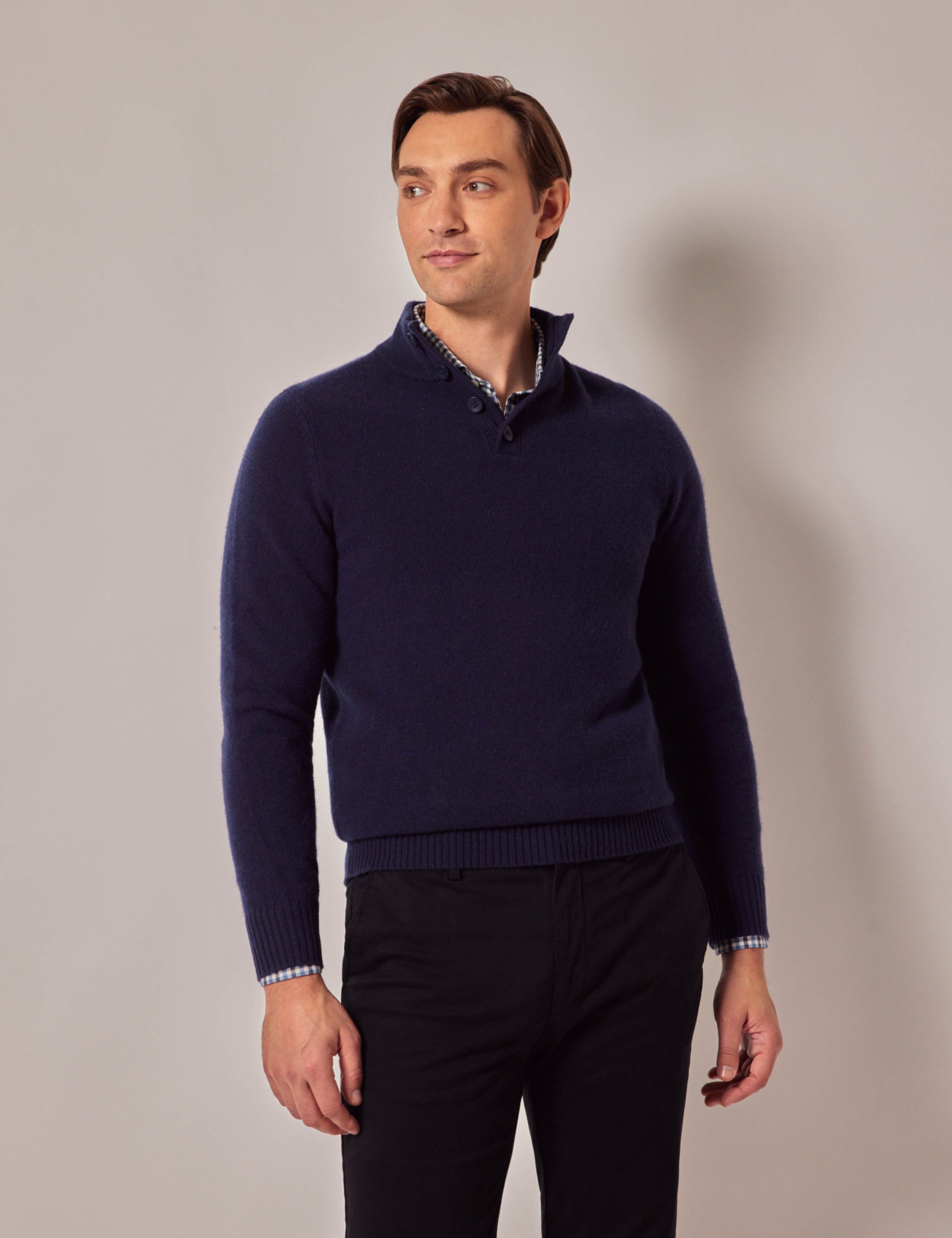 Pure Lambswool Half Button Jumper 4 of 8