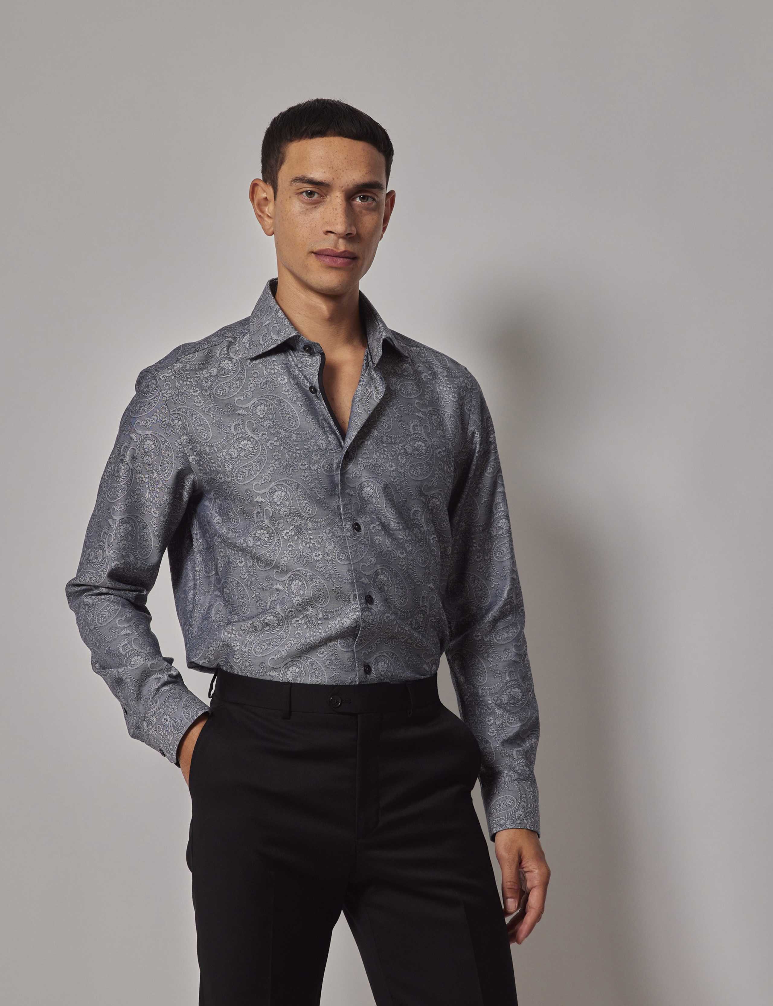 Pure Cotton Jacquard Paisley Shirt 1 of 4