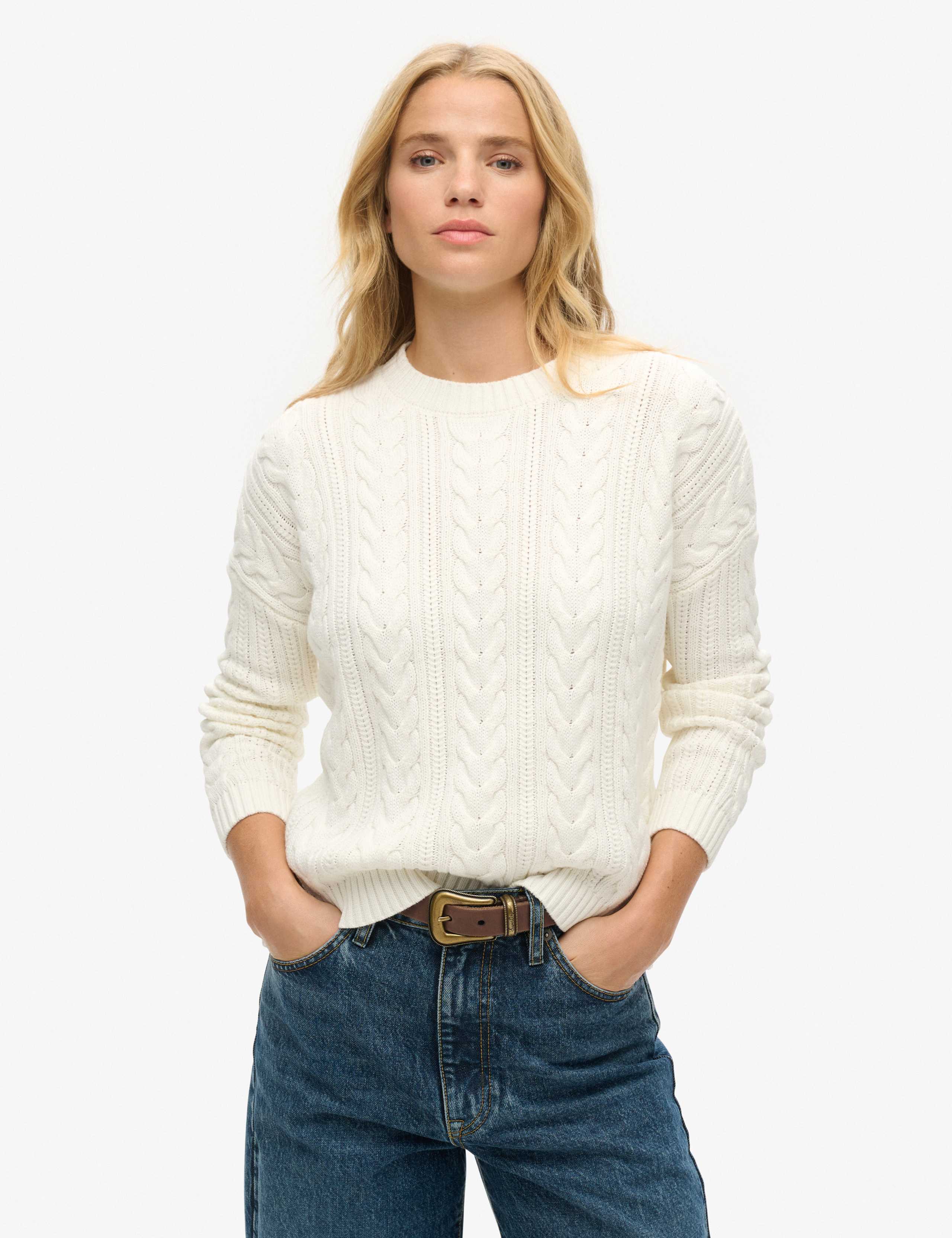 Pure Cotton Cable Knit Relaxed Jumper 1 of 4