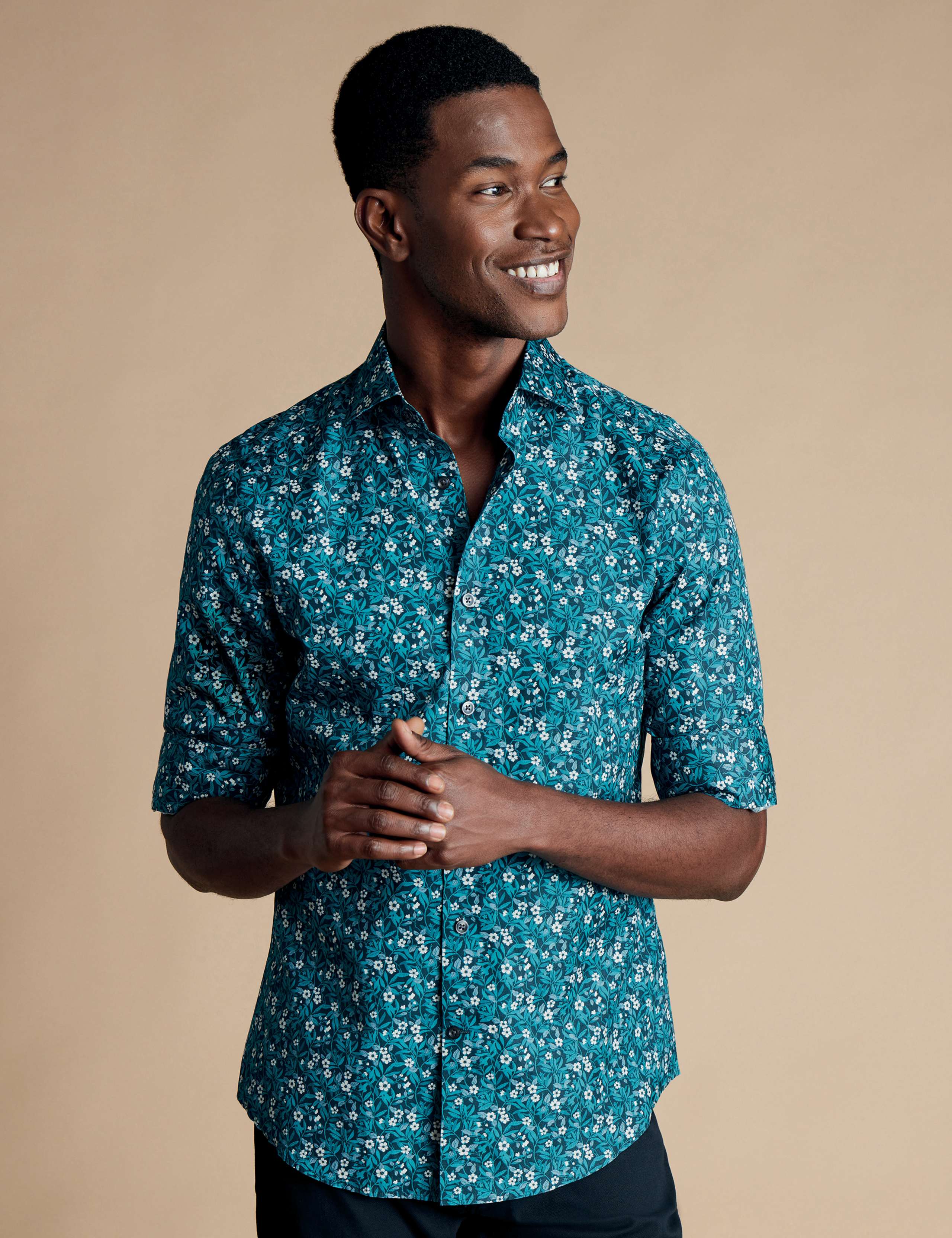 Slim Fit Pure Cotton Floral Shirt 1 of 7