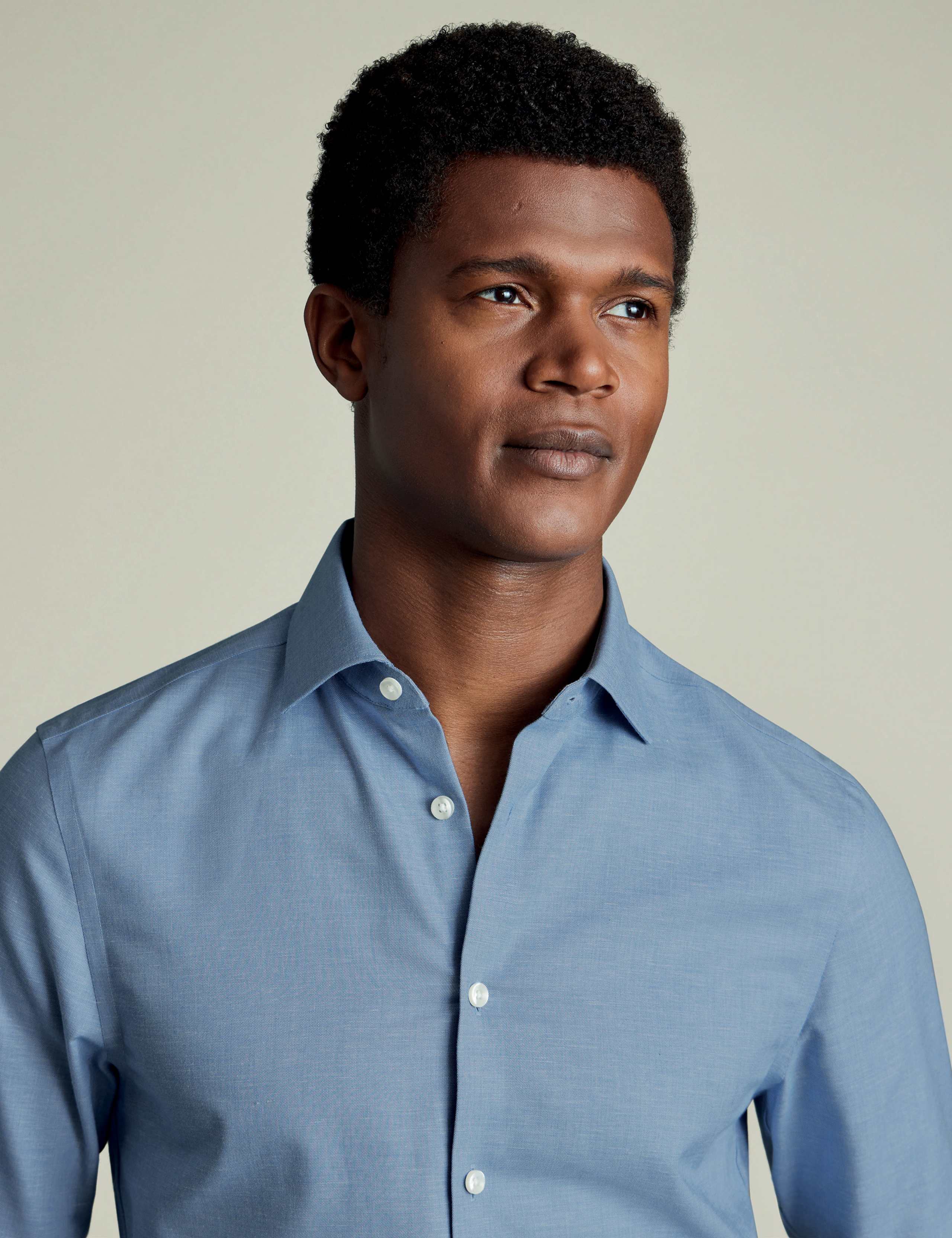 Slim Fit Non Iron Cotton Linen Blend Shirt 3 of 5