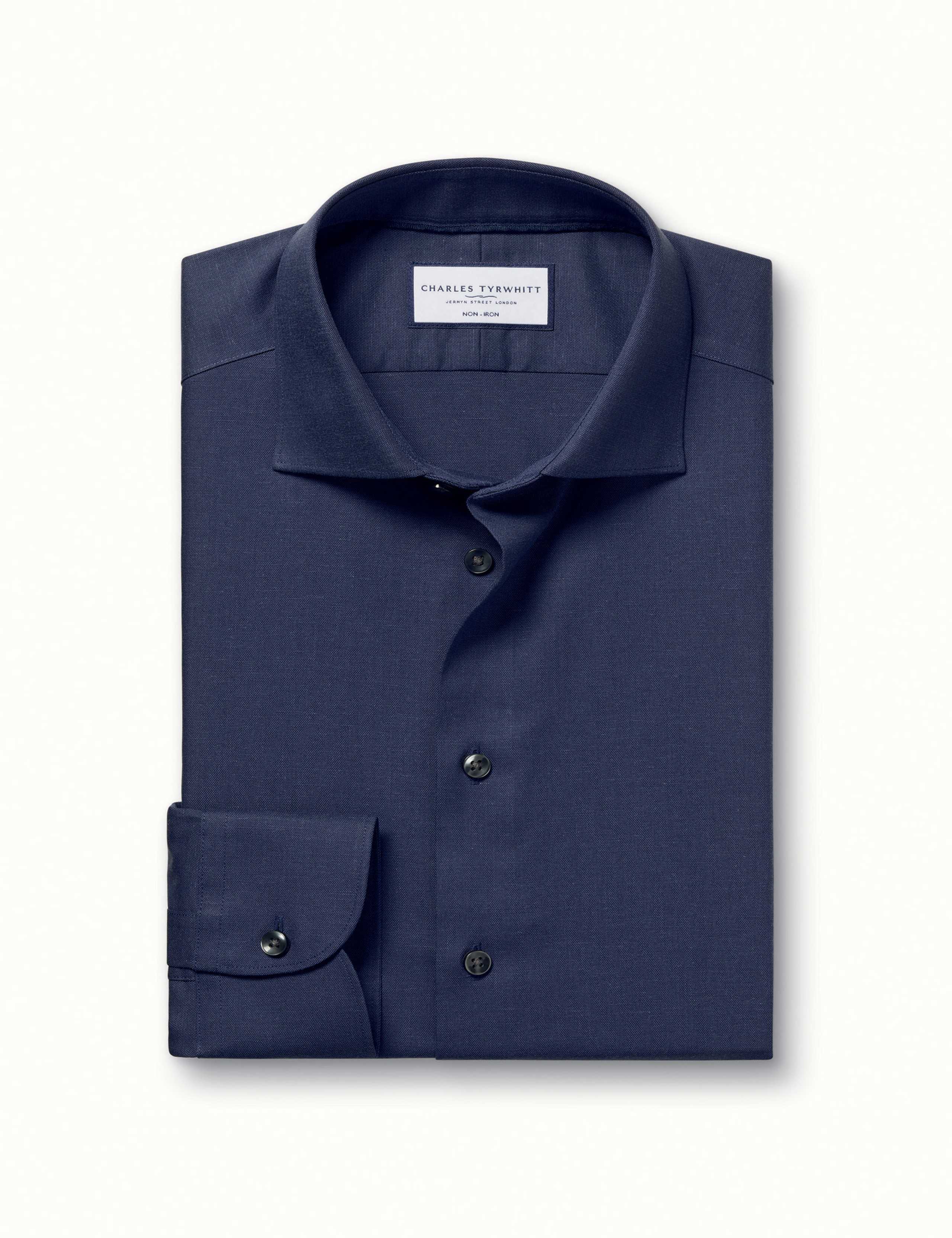 Slim Fit Non Iron Cotton Linen Blend Shirt 2 of 5