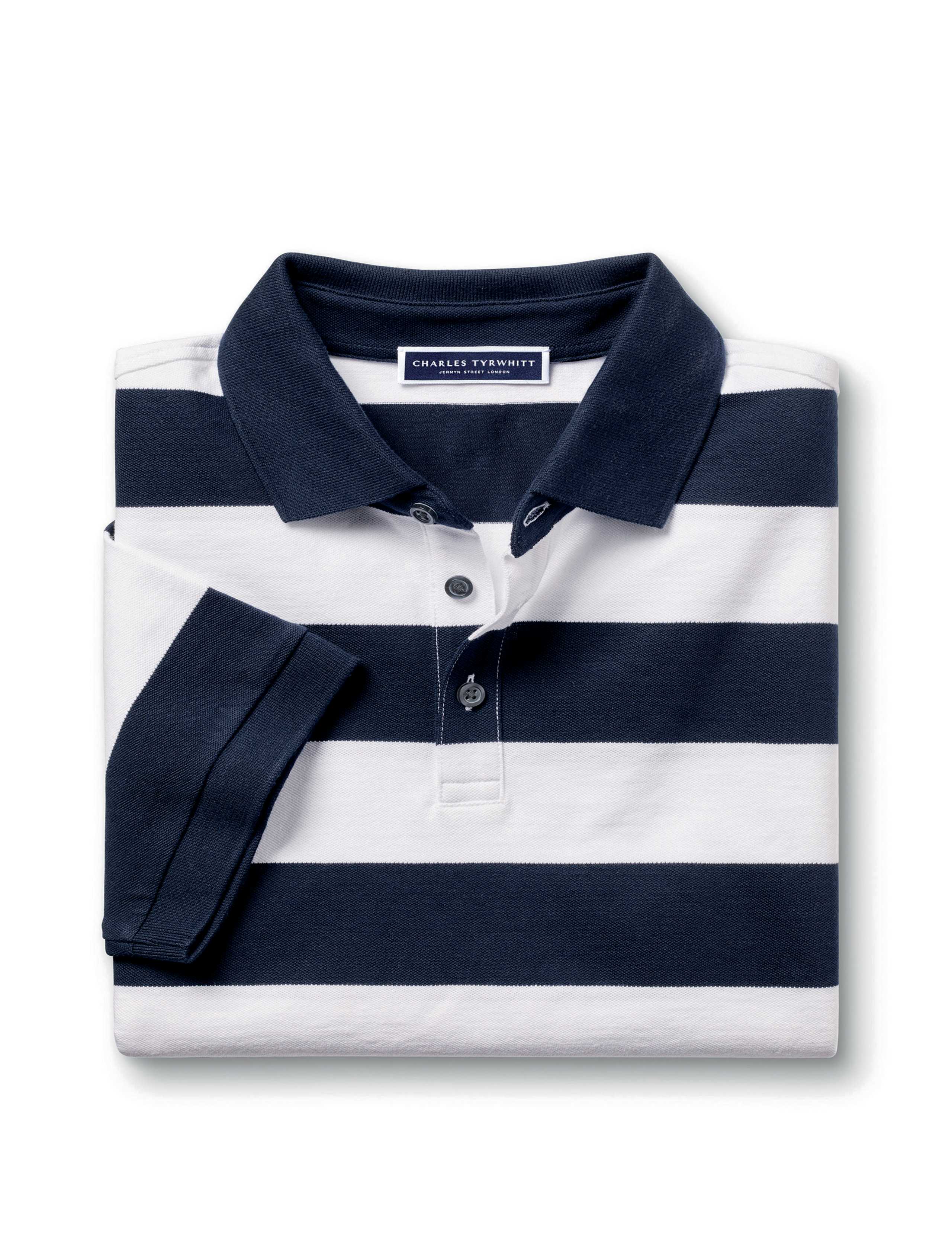 Cotton Rich Pique Striped Polo Shirt 2 of 5
