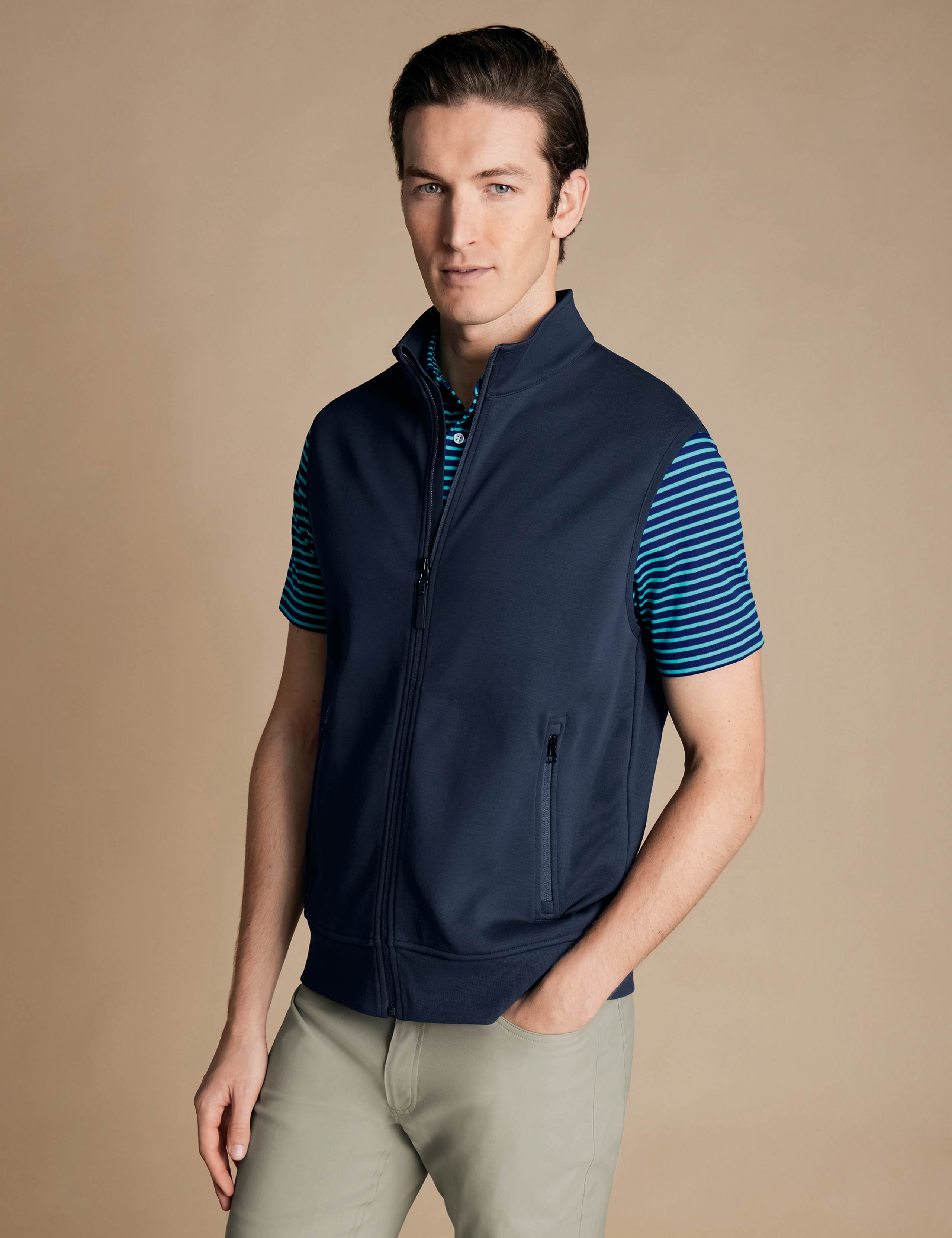 Pure Cotton Funnel Neck Zip Up Gilet 1 of 7