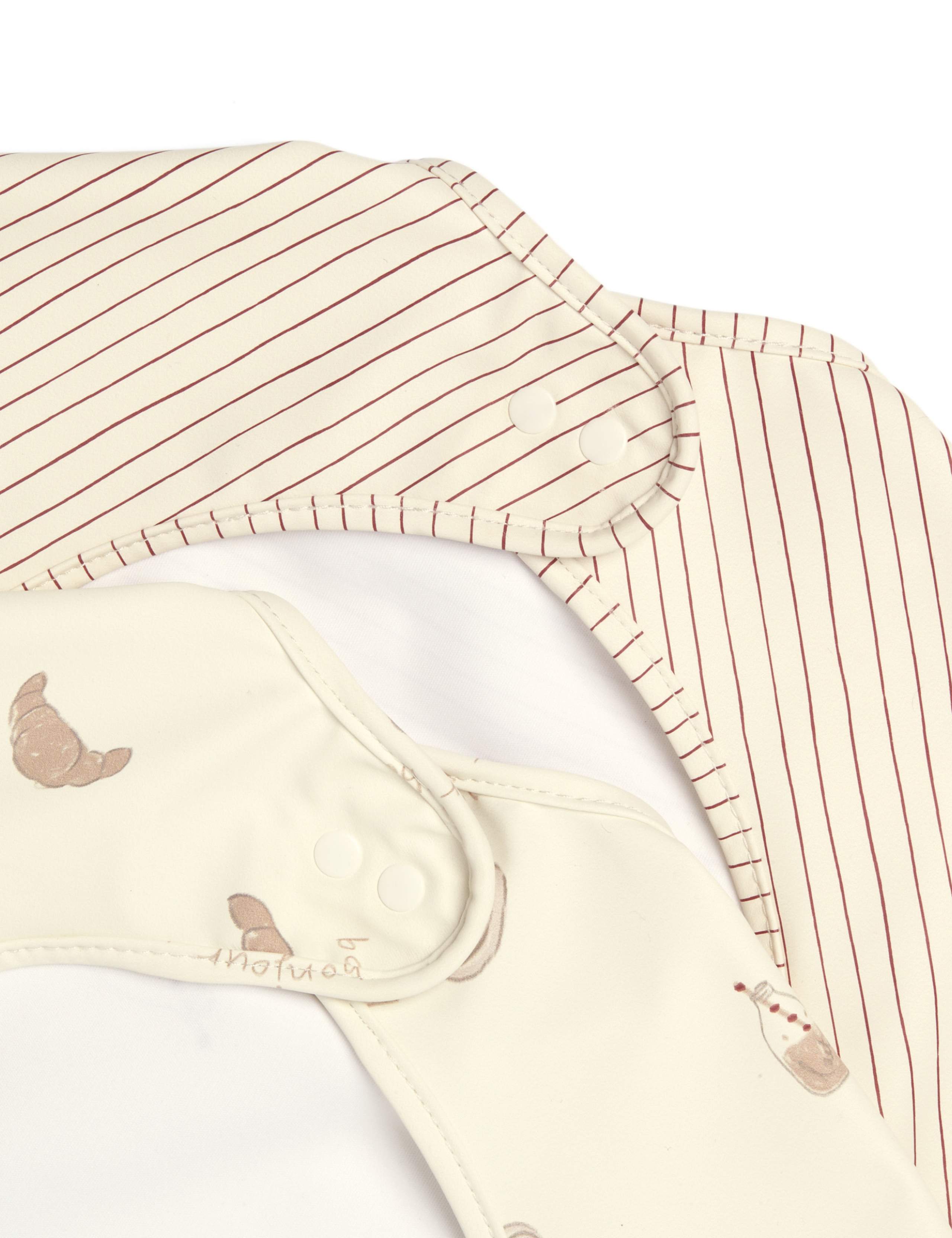 2 Pack Striped & Breakfast Dribble Bibs 3 of 4