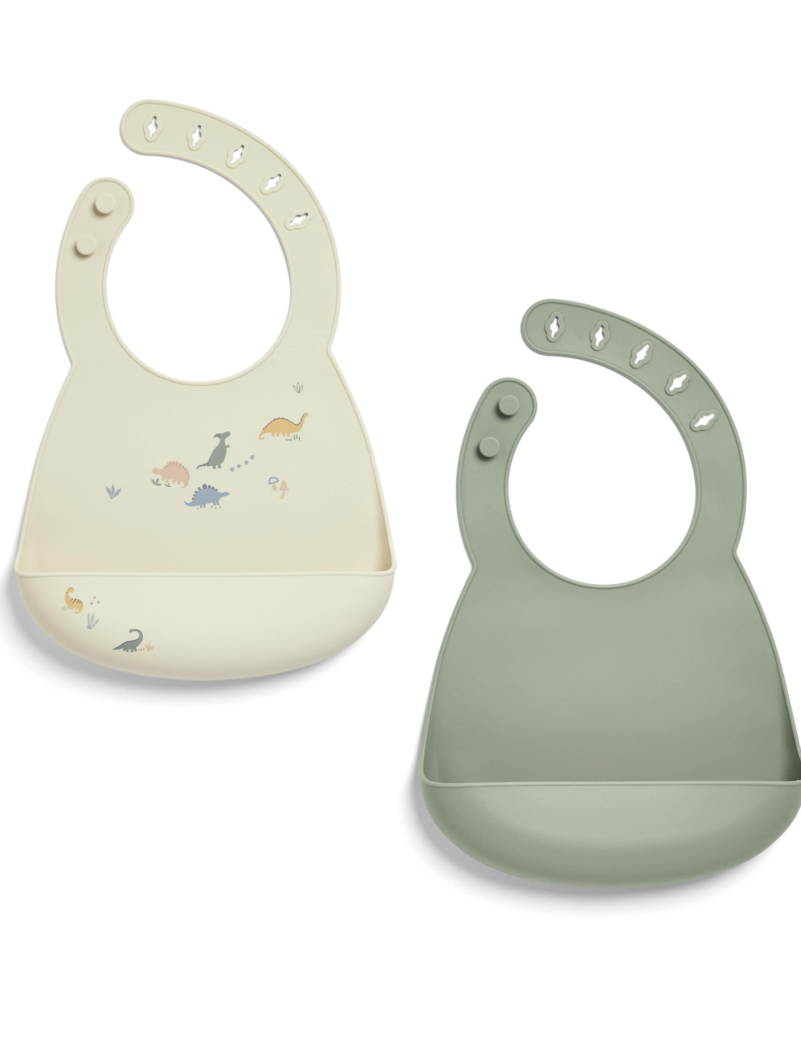 2pk Plain & Dinosaur Dribble Bibs 2 of 4