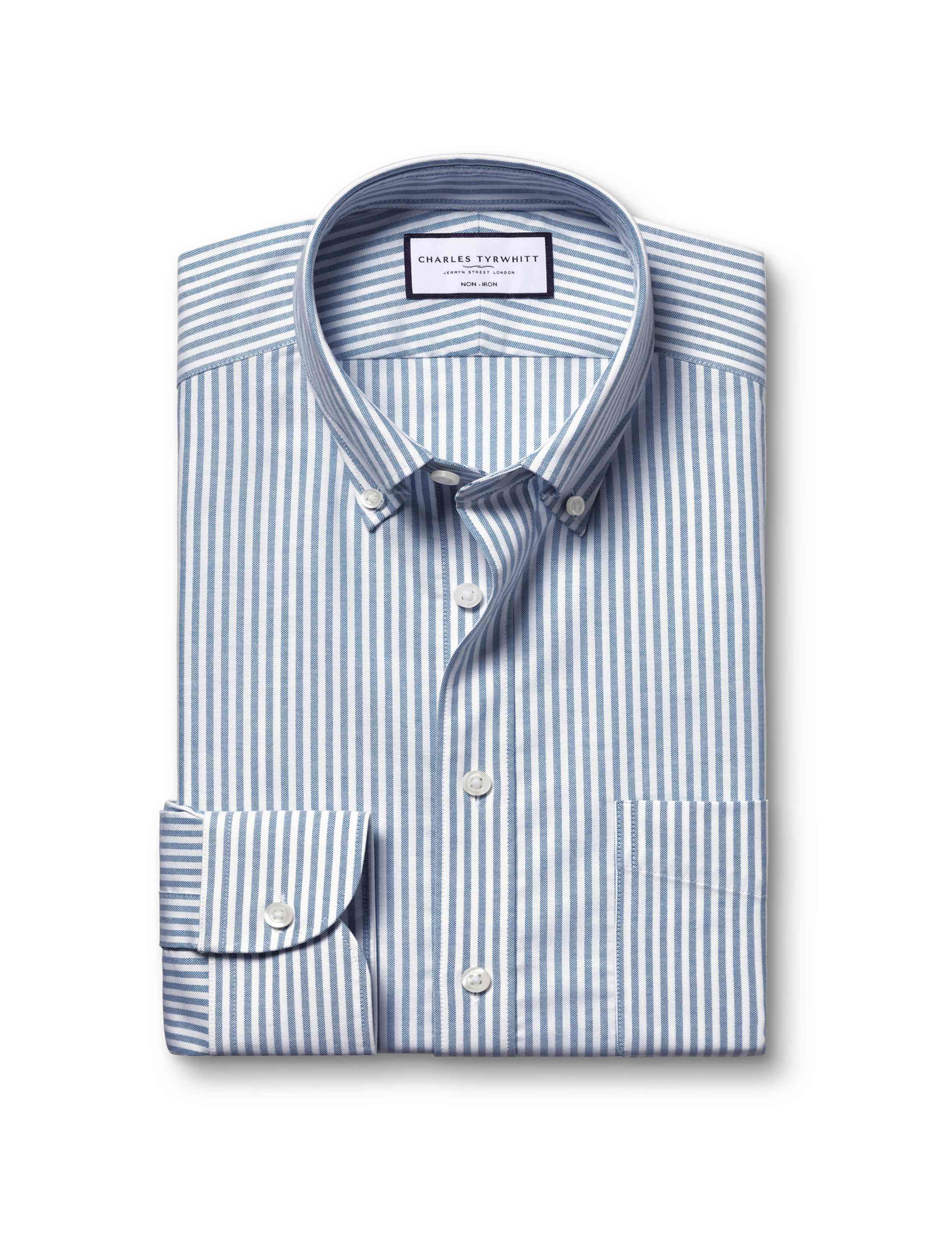 Slim Fit Cotton Rich Striped Oxford Shirt 2 of 6