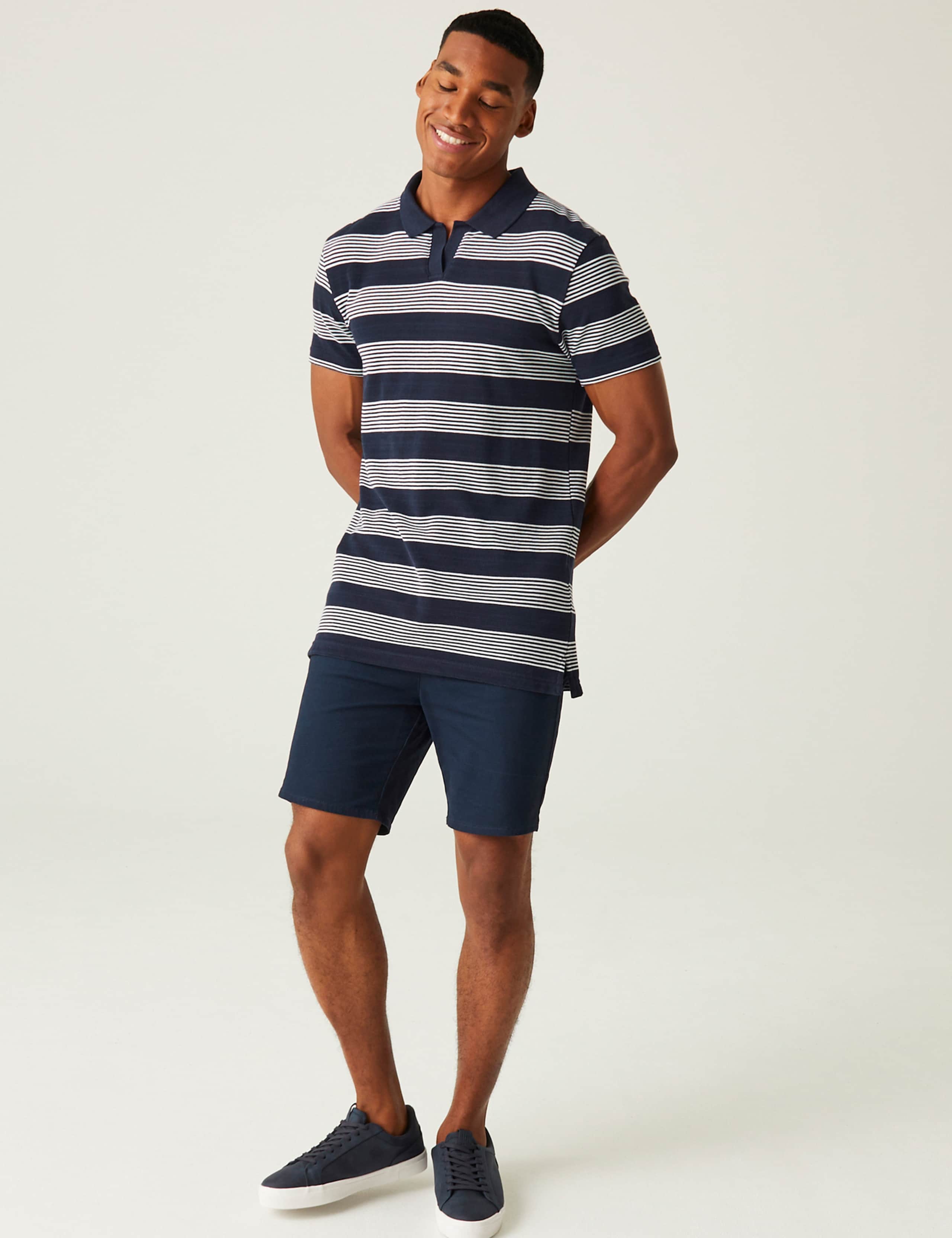 Tempete Pure Cotton Striped Polo Shirt 4 of 5