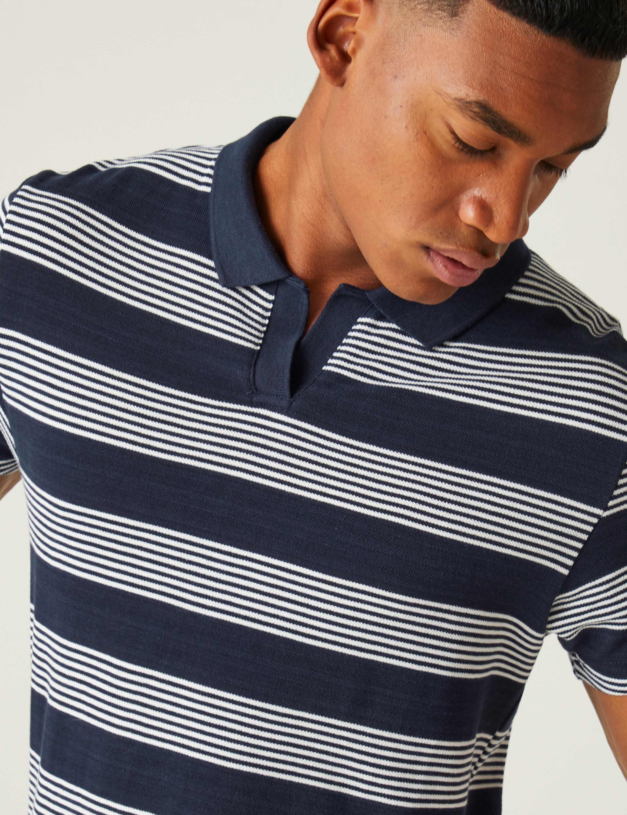 Tempete Pure Cotton Striped Polo Shirt 5 of 5