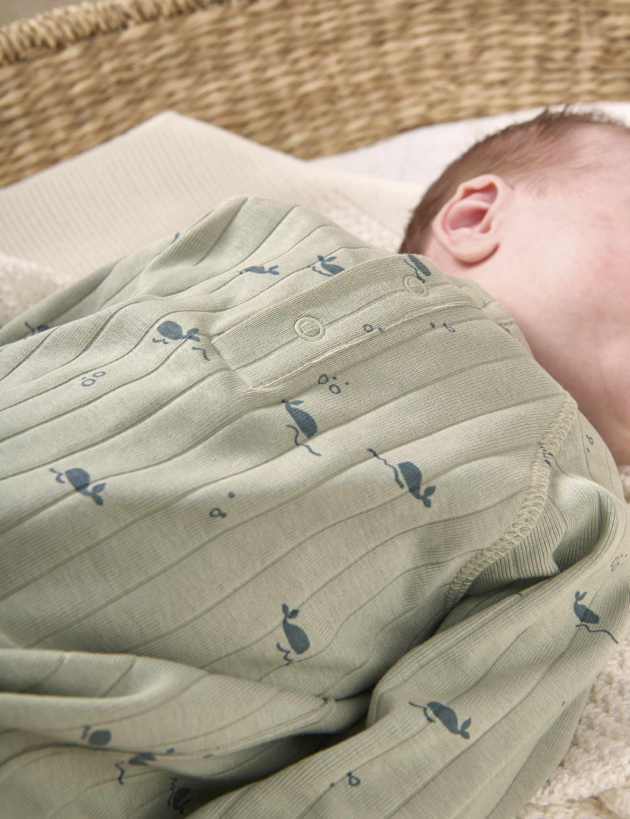 Pure Cotton Whale Sleepsuit (0-9 Mths) 2 of 5