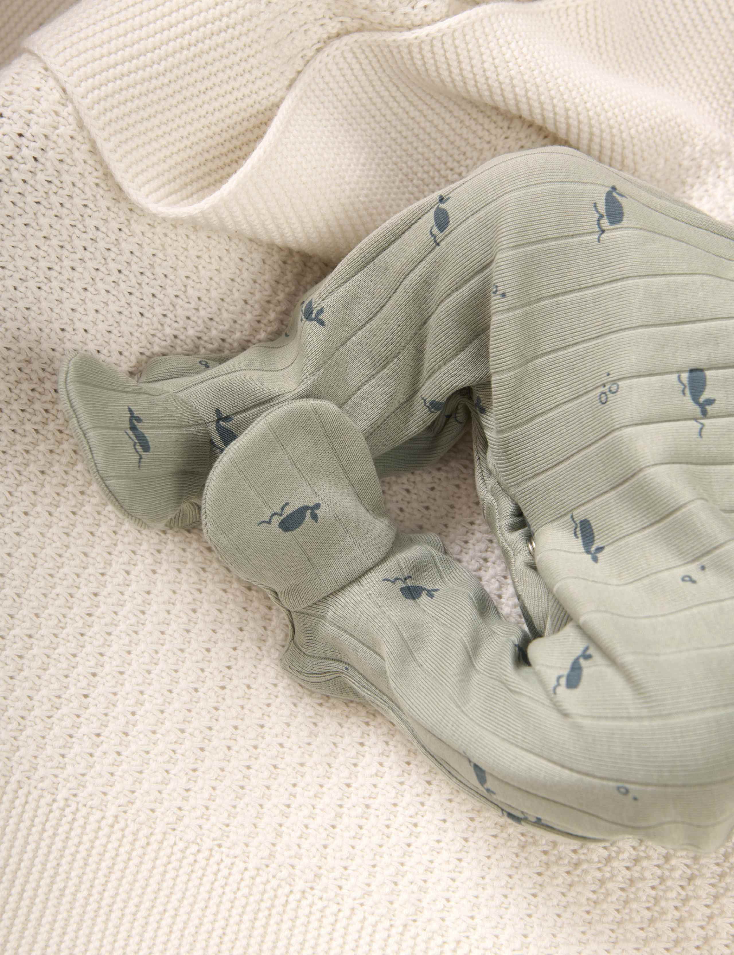 Pure Cotton Whale Sleepsuit (0-9 Mths) 3 of 5
