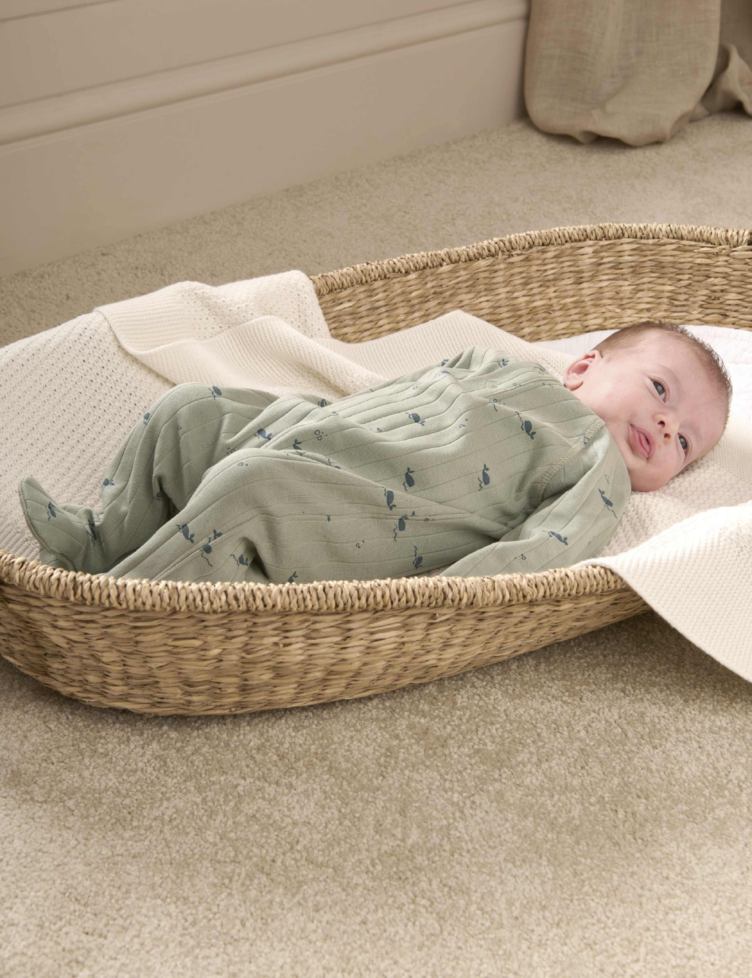 Pure Cotton Whale Sleepsuit (0-9 Mths) 4 of 5
