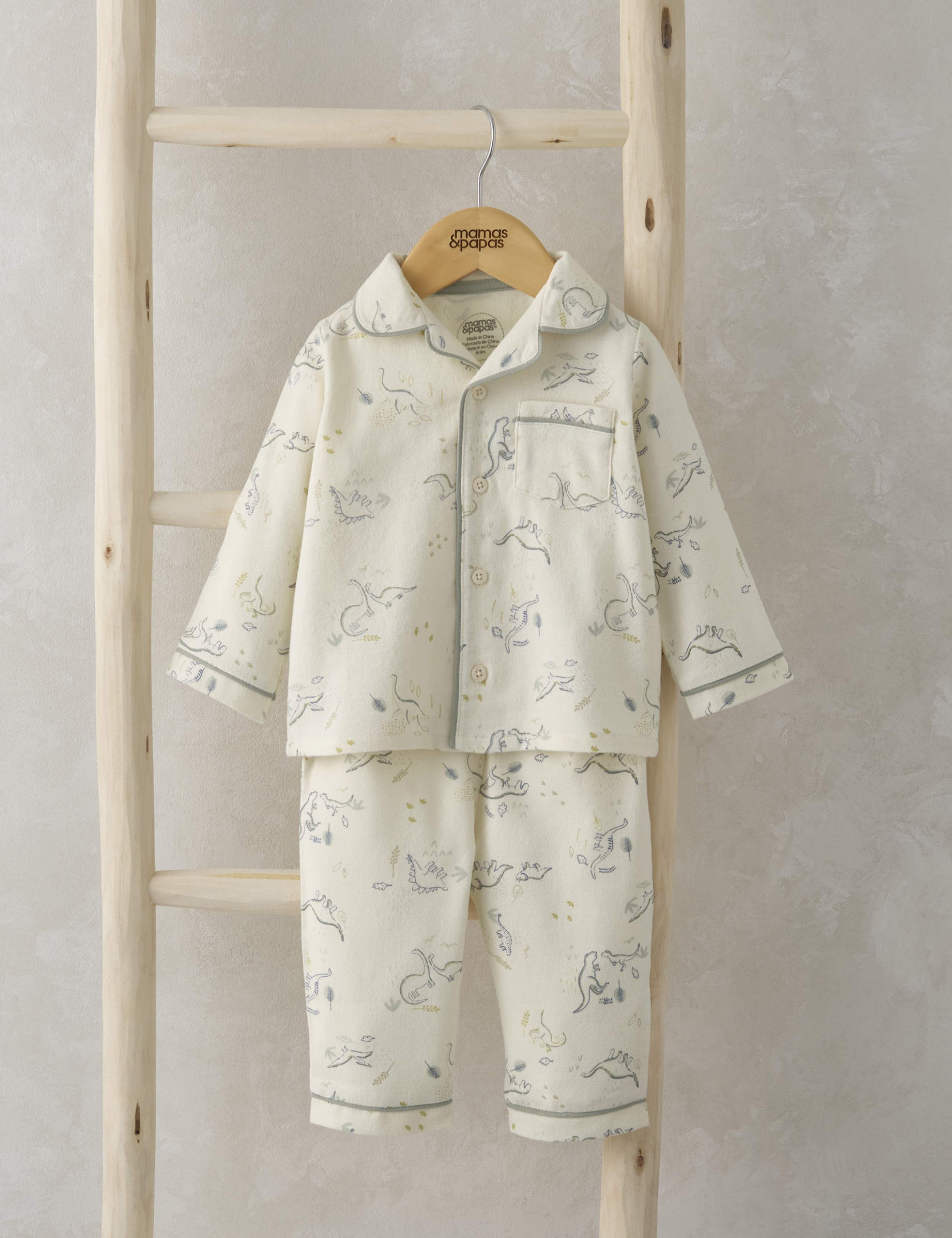Pure Cotton Dinosaur Pyjamas (0-3 Yrs) 1 of 4