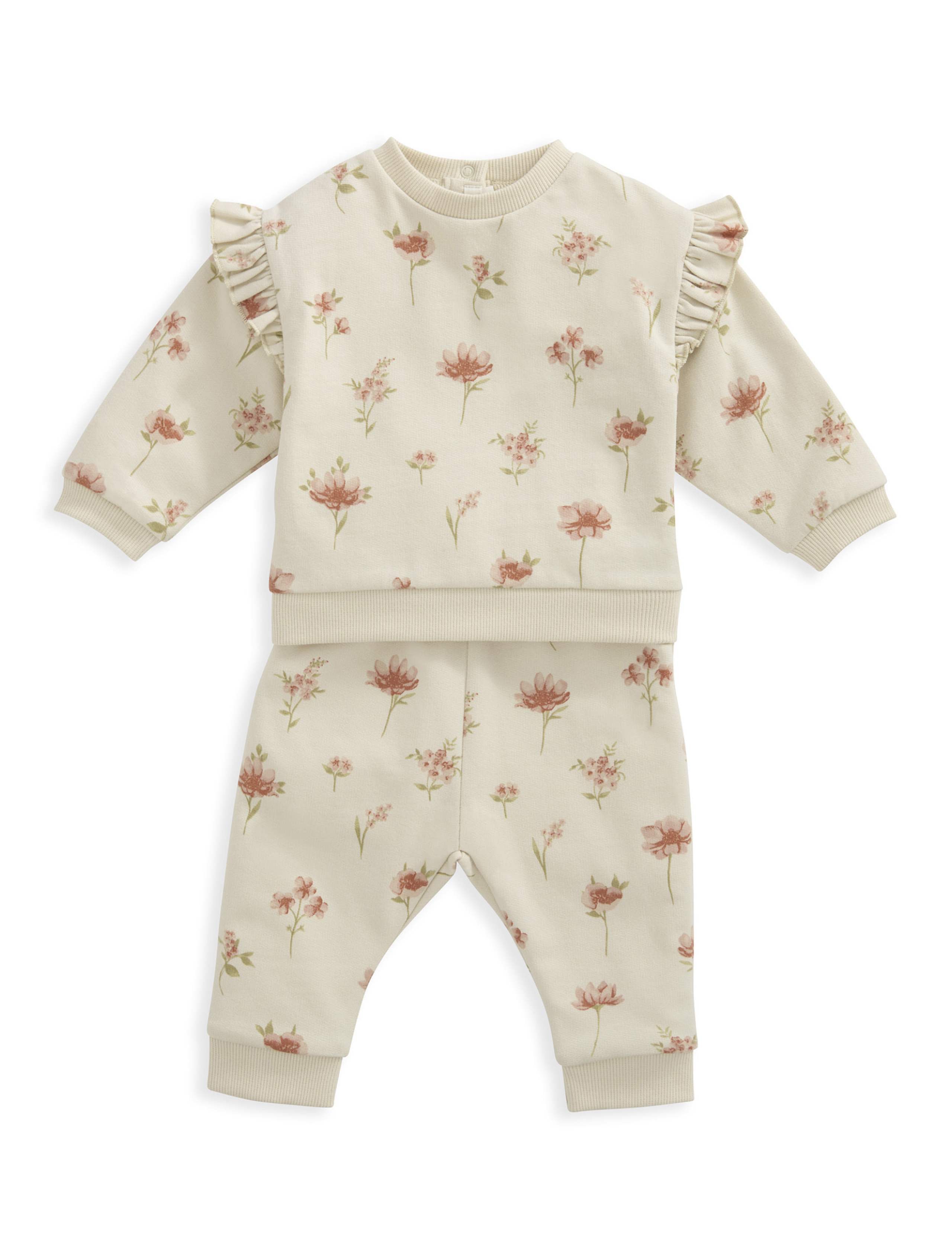 2pc Pure Cotton Floral Outfit (0-12 Mths) 2 of 6