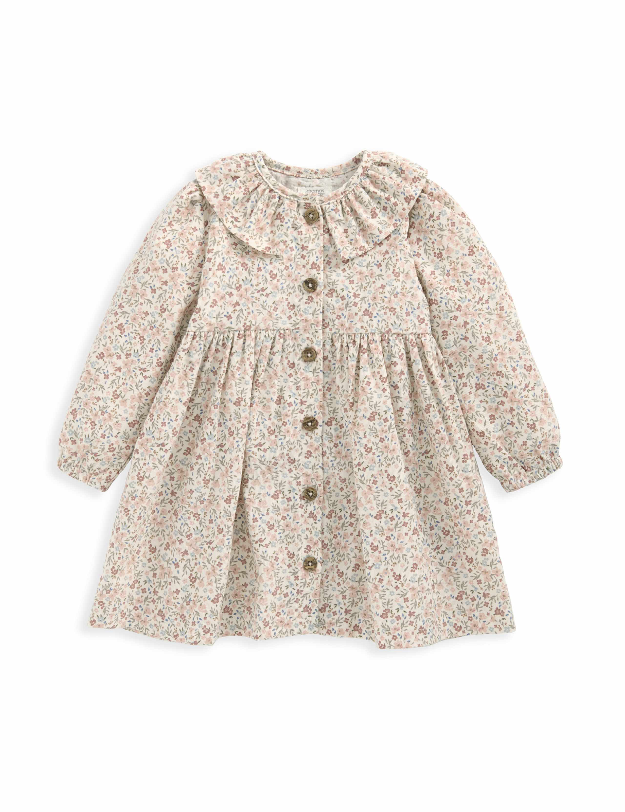Pure Cotton Floral Cord Dress with Tights (0-12 Mths) 2 of 5