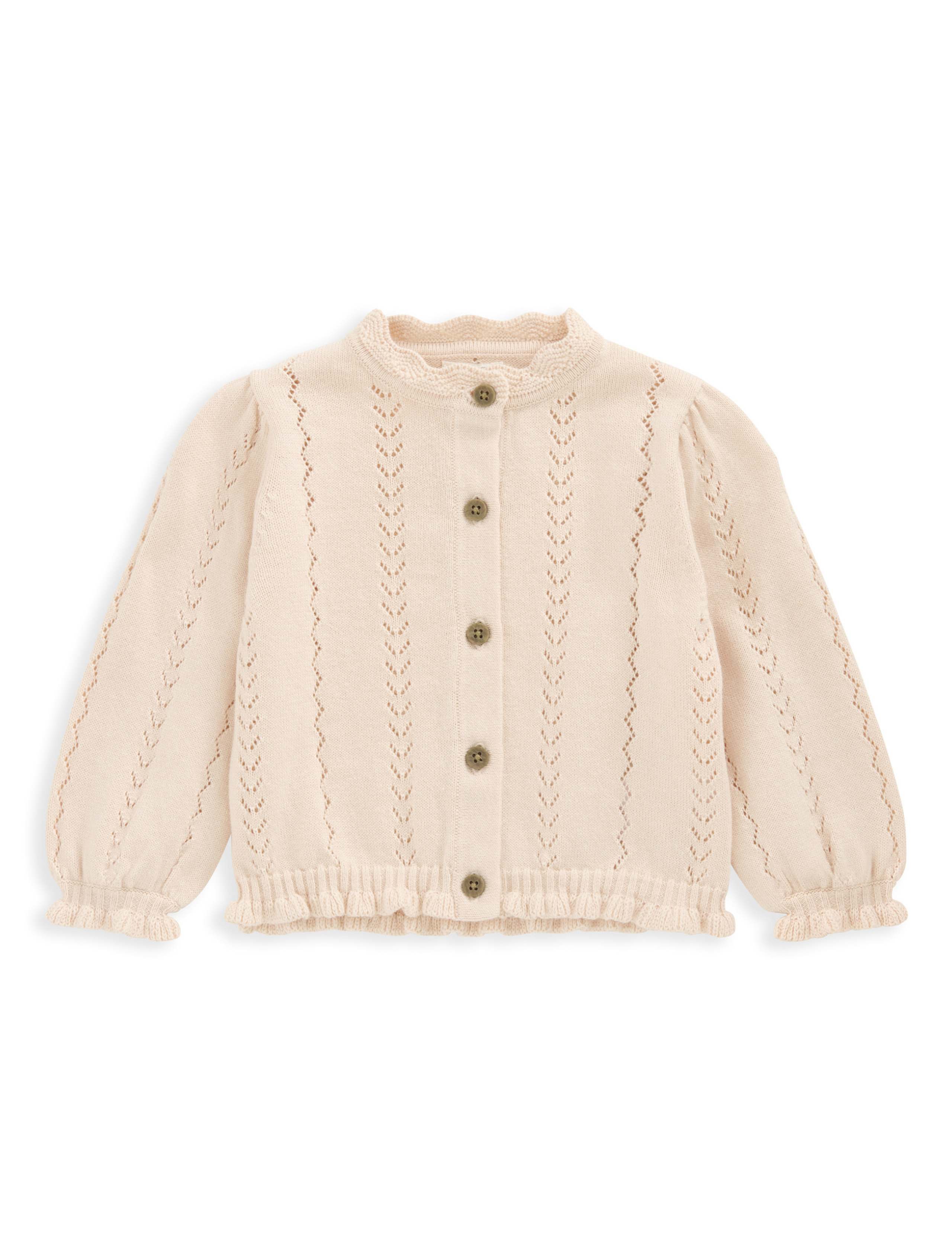 Pure Cotton Knitted Cardigan (7lbs-12 Mths) 2 of 2