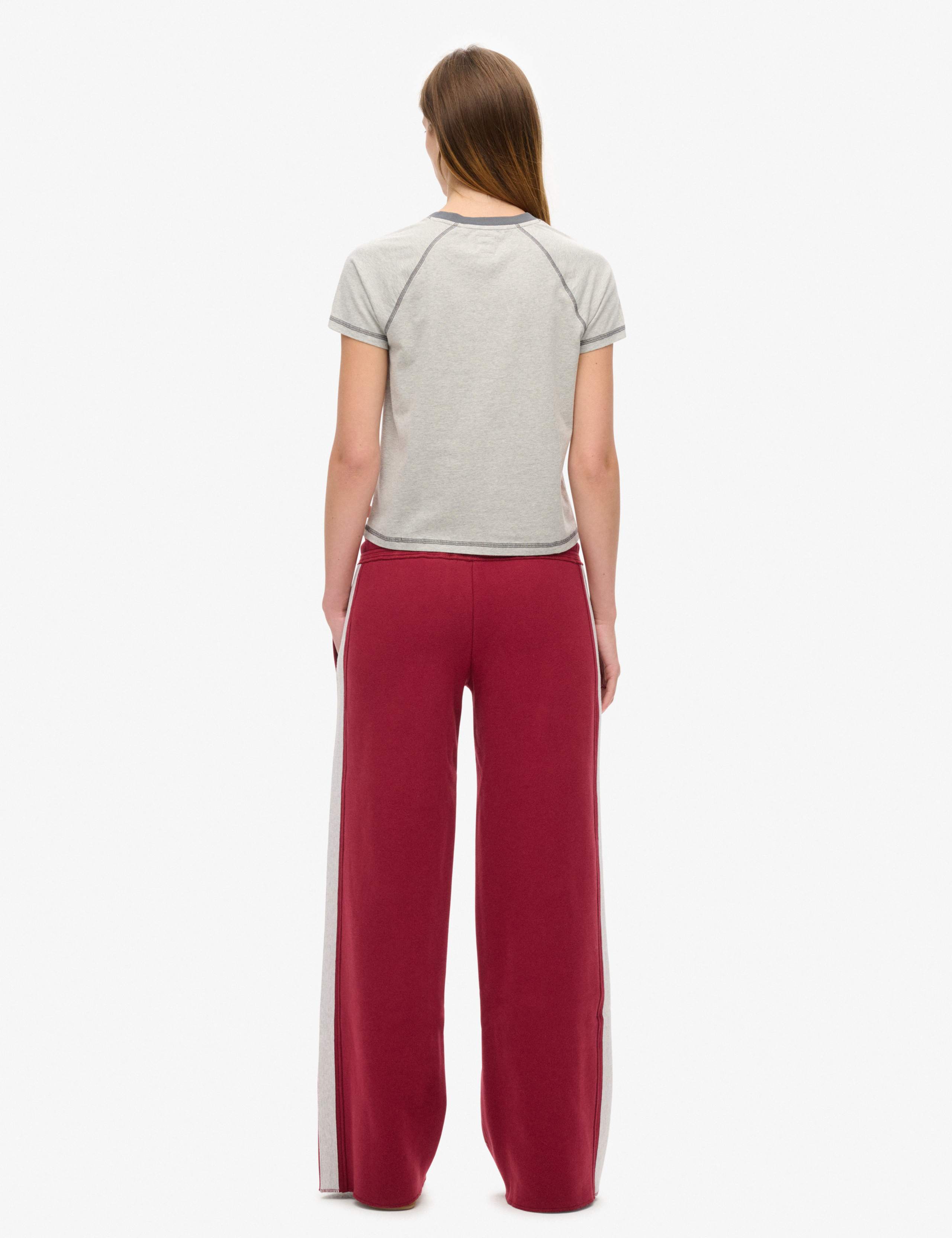 Cotton Rich Striped Drawstring Wide Leg Joggers 3 of 4