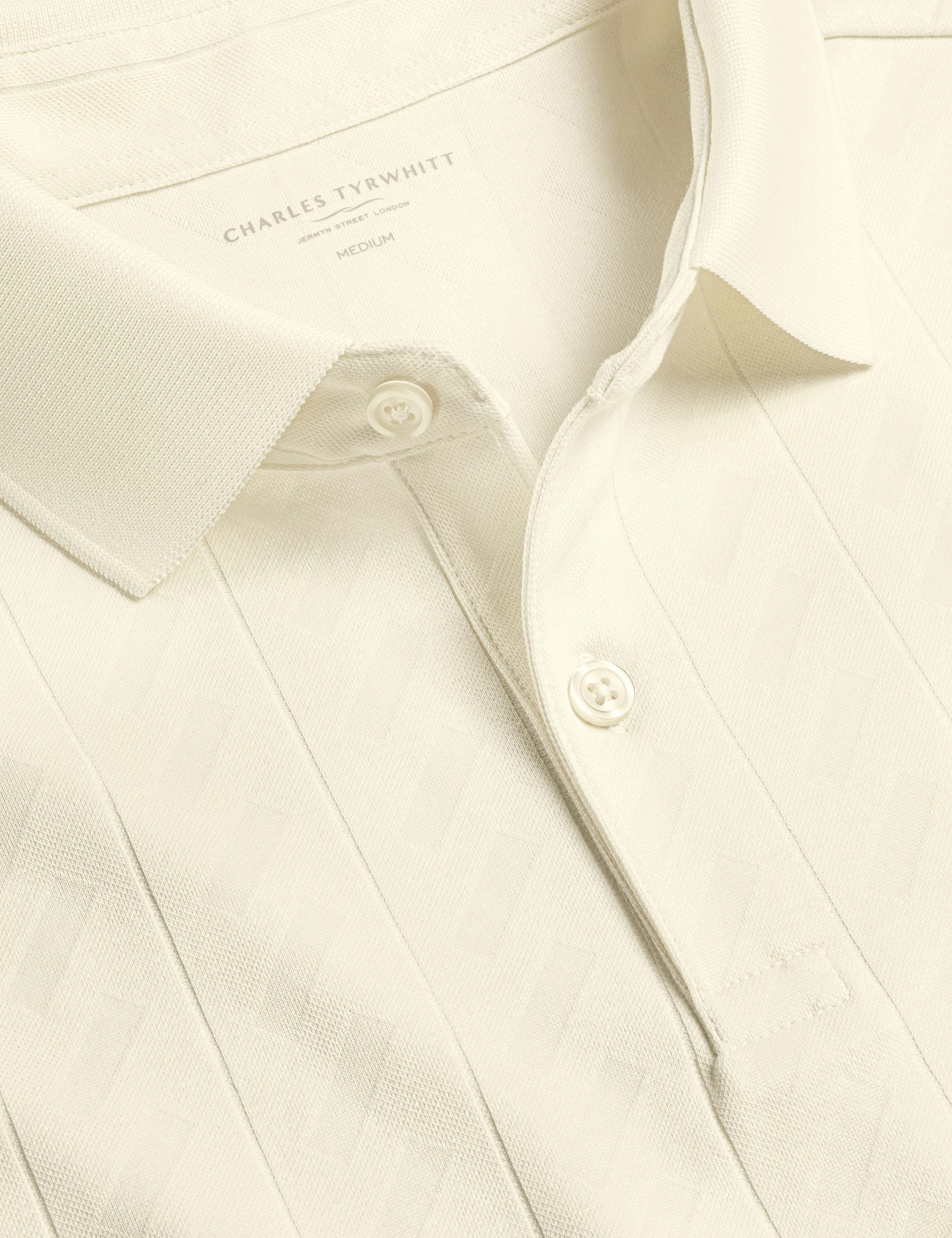 Cotton Rich Striped Textured Polo Shirt 4 of 5