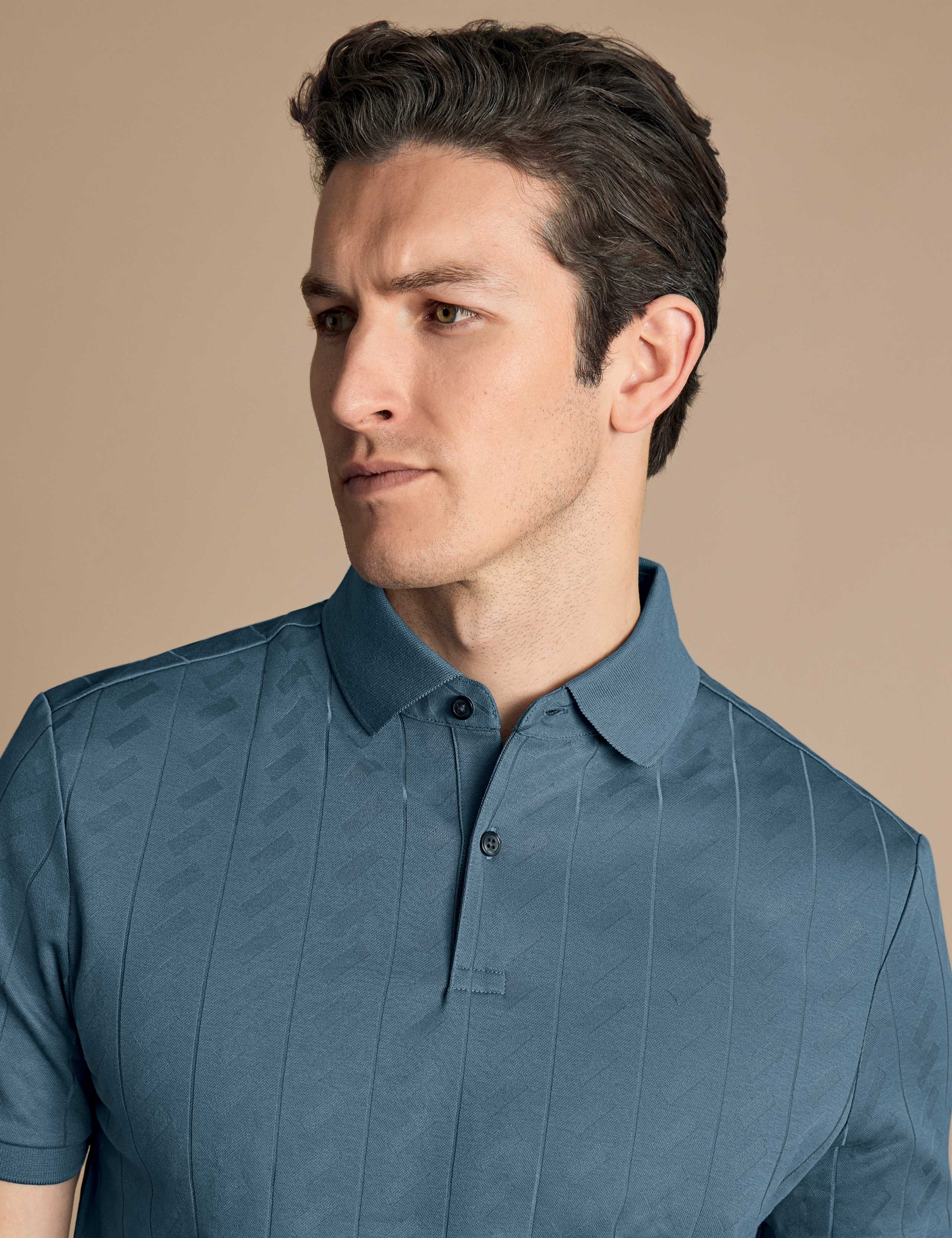 Cotton Rich Striped Textured Polo Shirt 3 of 5