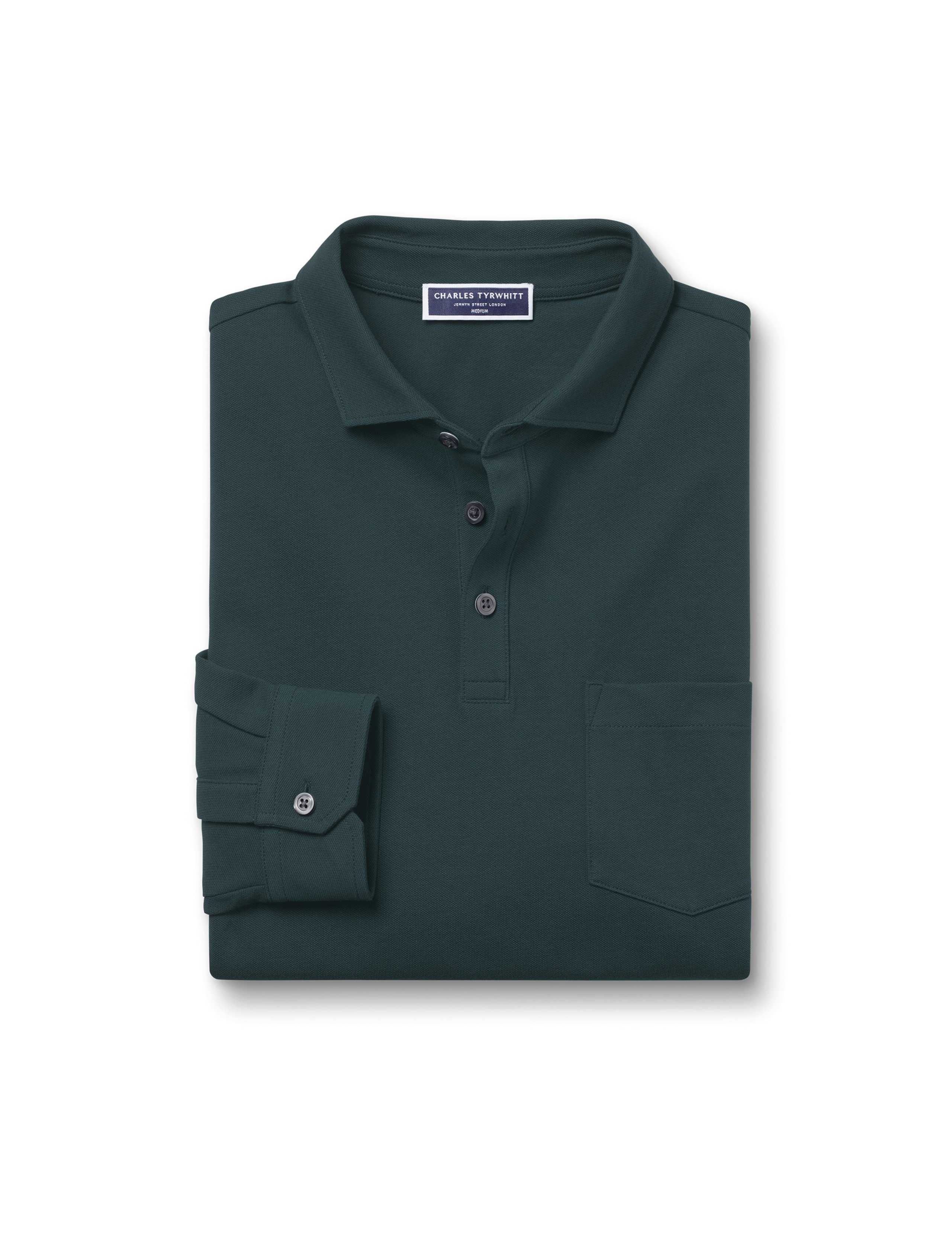 Cotton Rich Pique Long Sleeve Polo Shirt 2 of 6