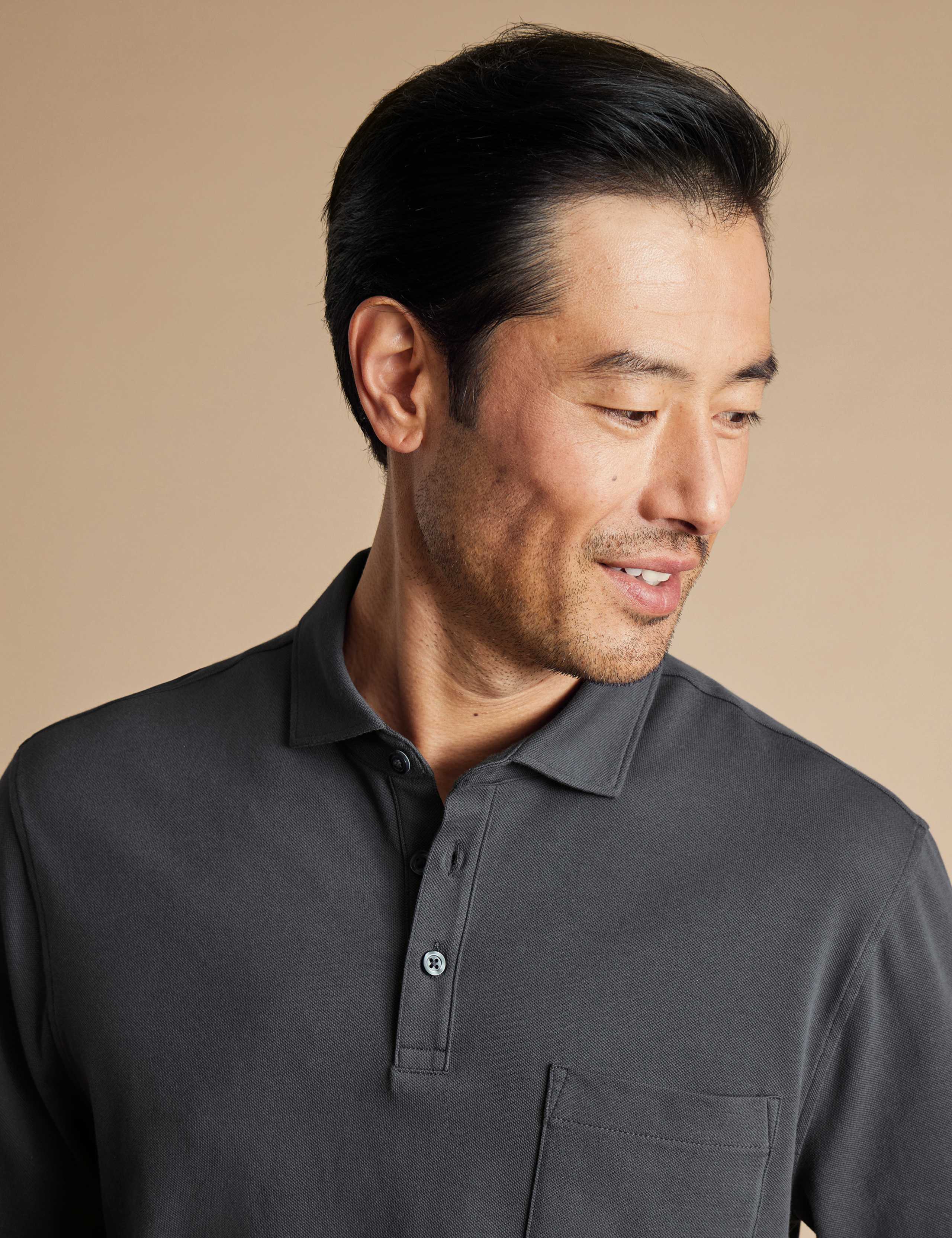 Cotton Rich Pique Long Sleeve Polo Shirt 3 of 6