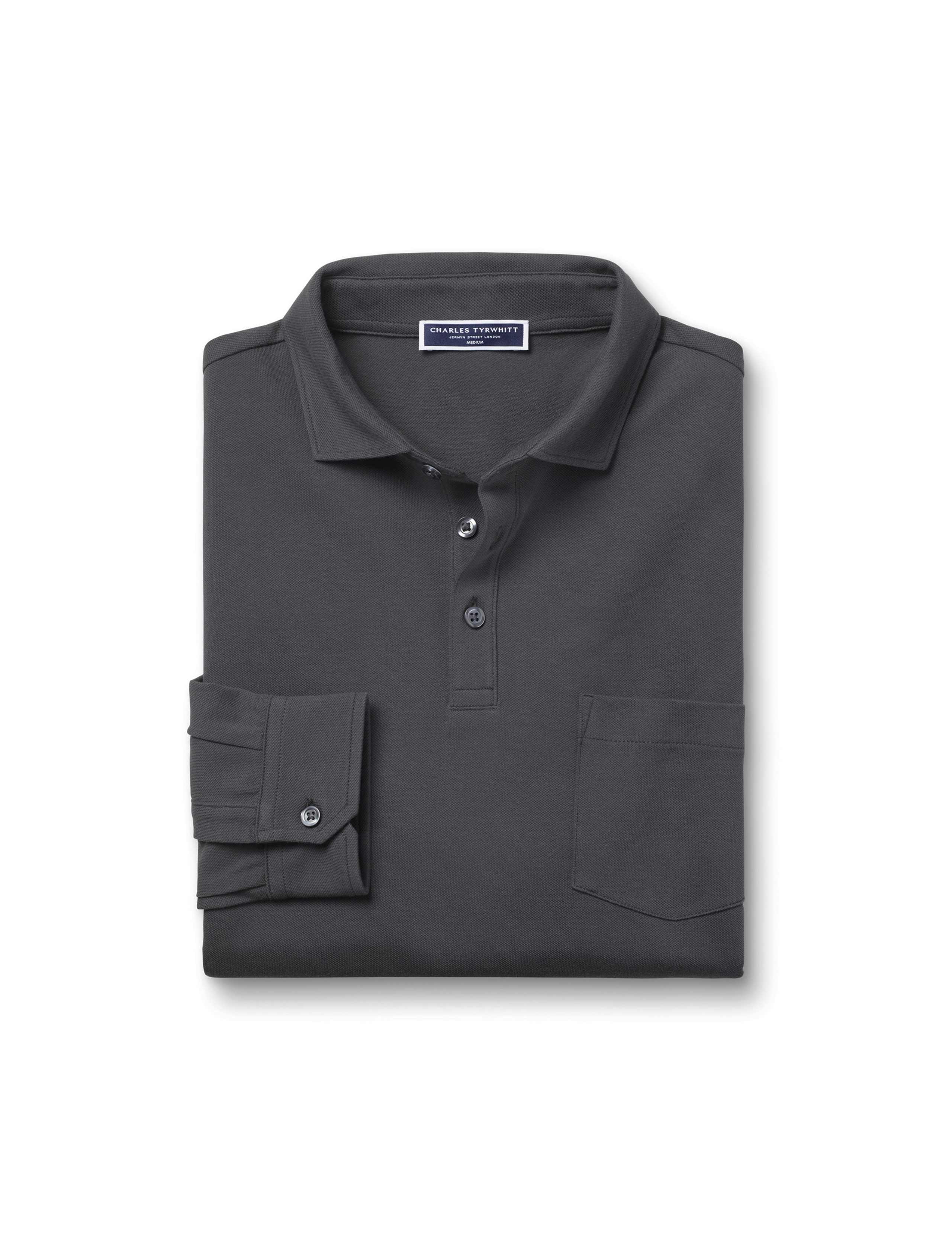 Cotton Rich Pique Long Sleeve Polo Shirt 2 of 6