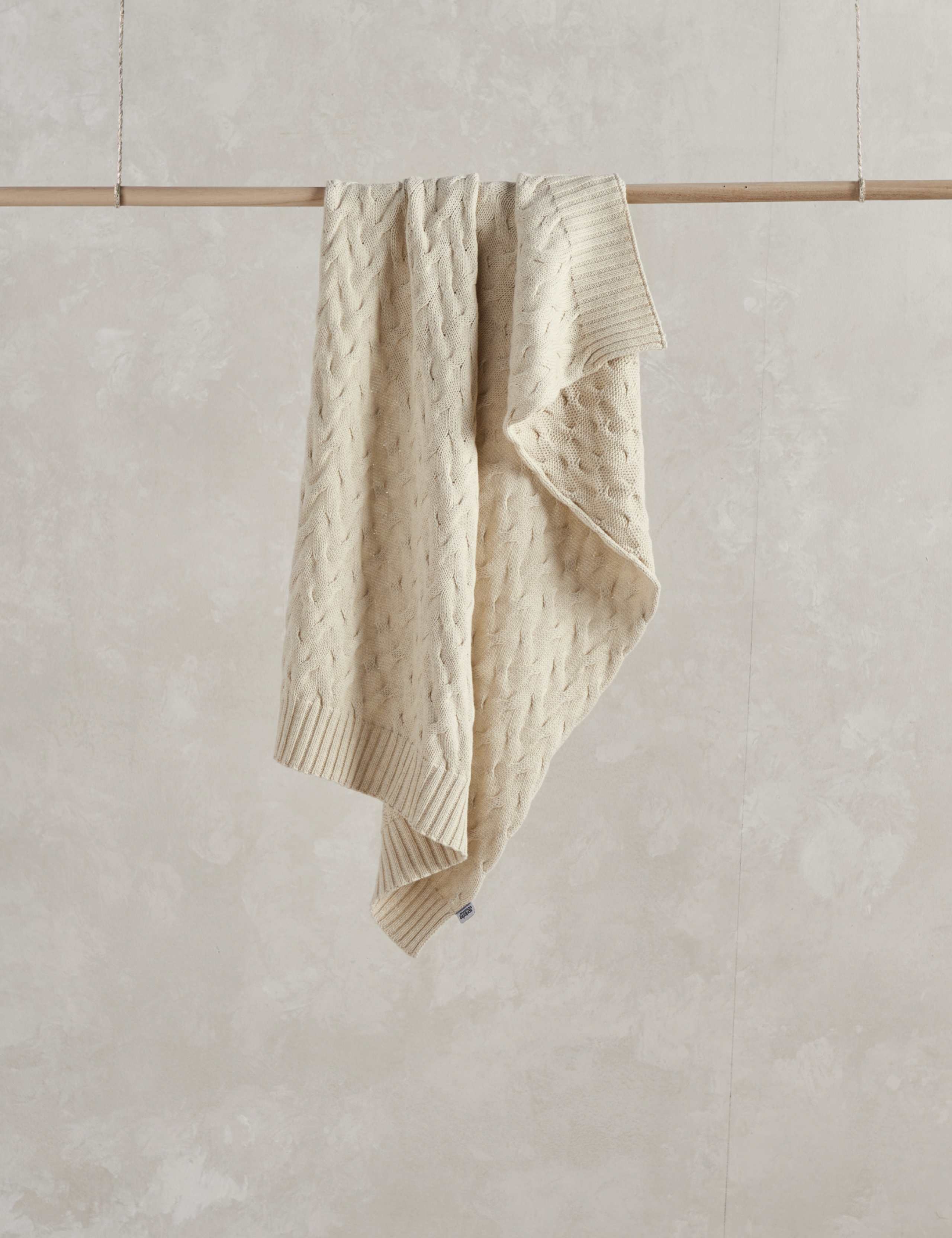 Pure Cotton Cable Knit Shawl 1 of 5