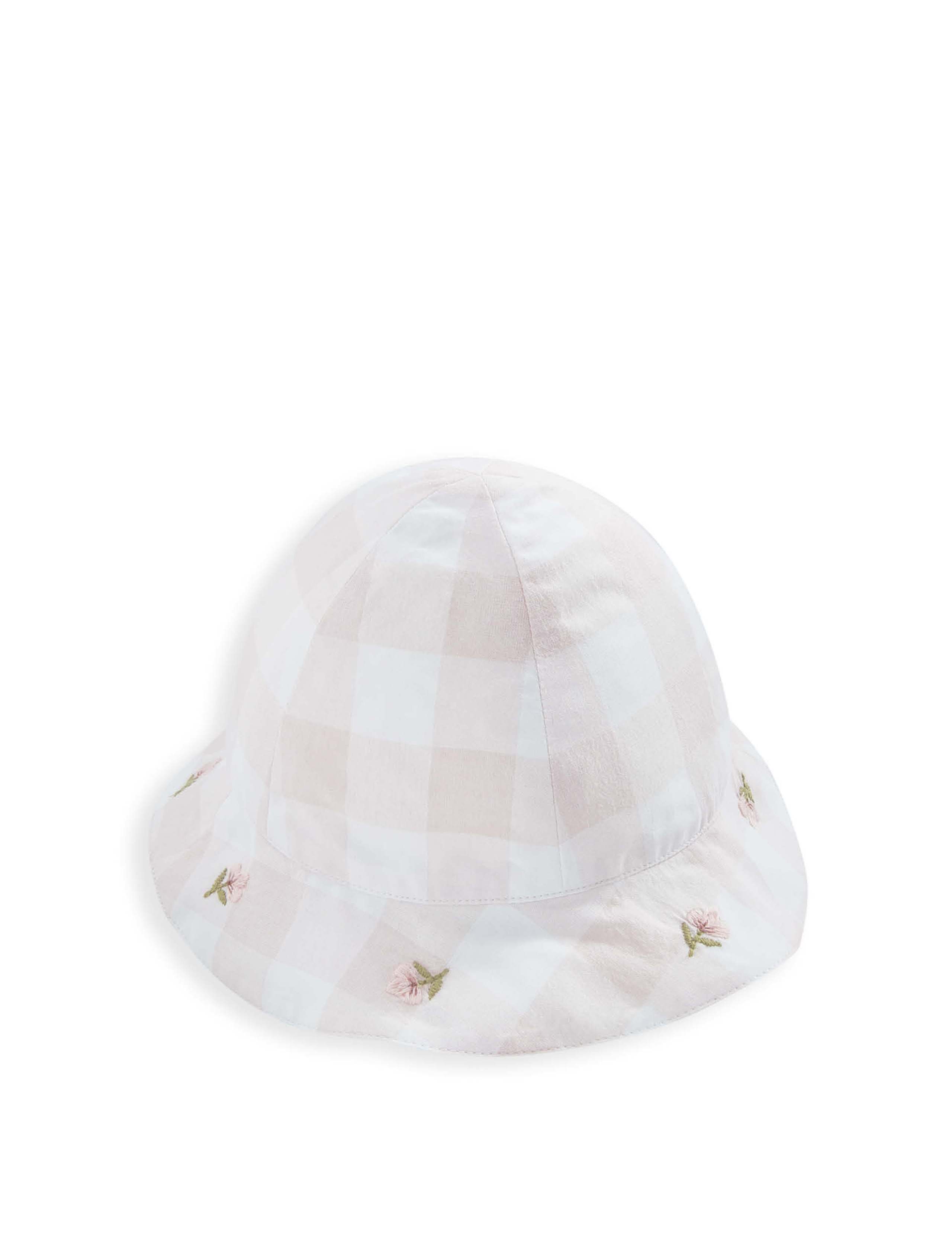 Kids' Gingham Floral Reversible Sun Hat (0-12 Mths) 2 of 3