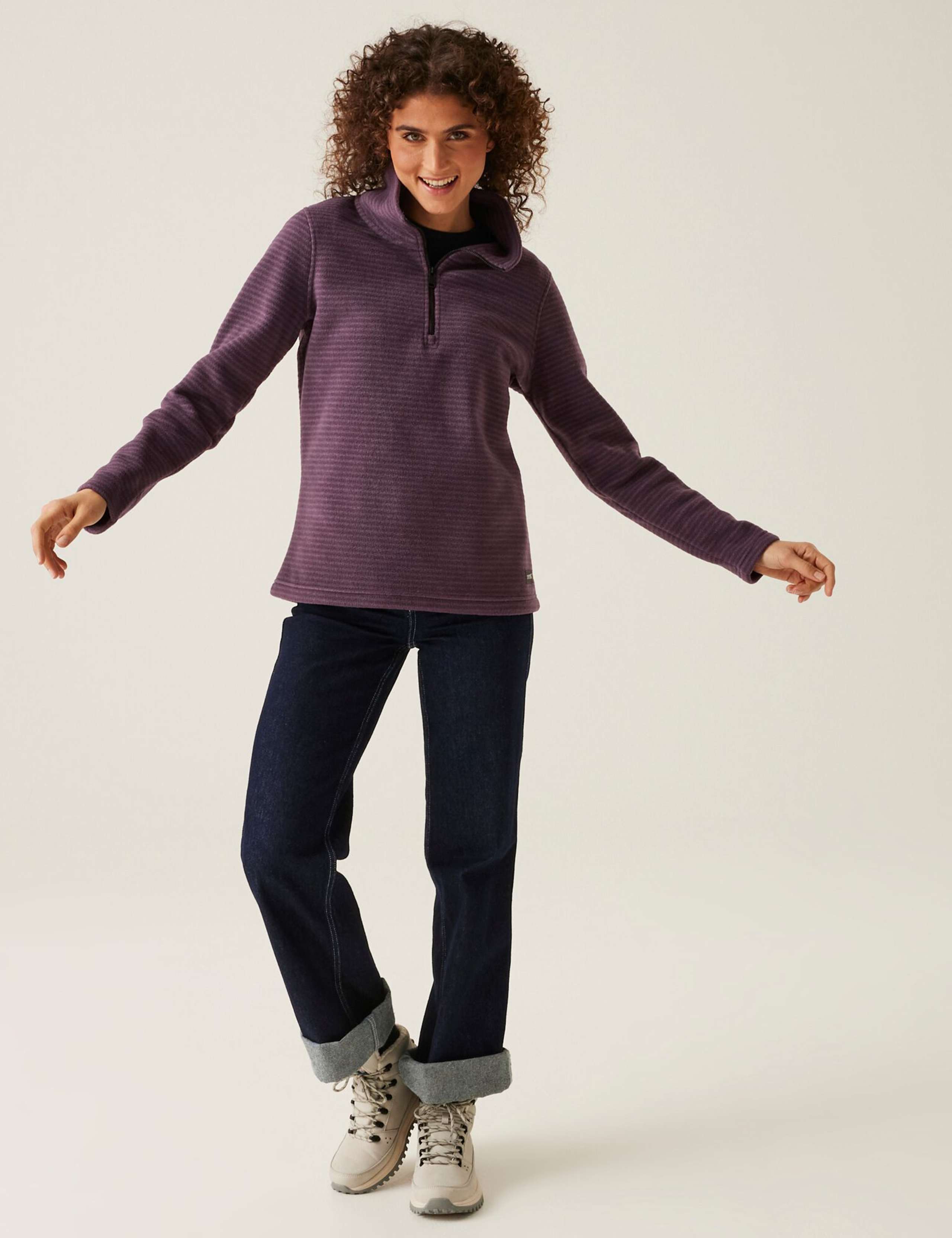 Solenne Striped Funnel Neck Half Zip Fleece 4 of 5