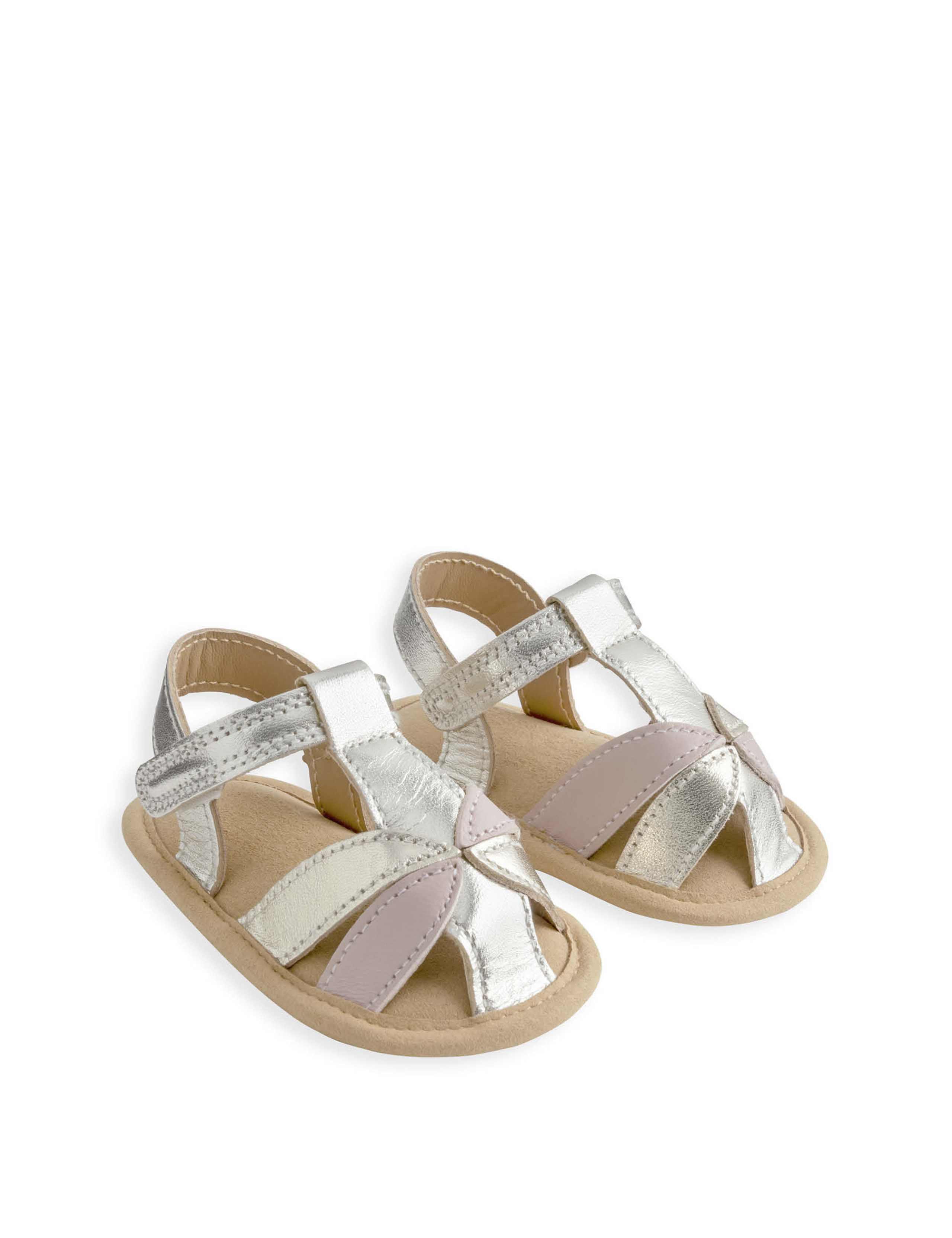 Baby Leather Metallic Pram Shoe Sandals (0-12 Mths) 2 of 2