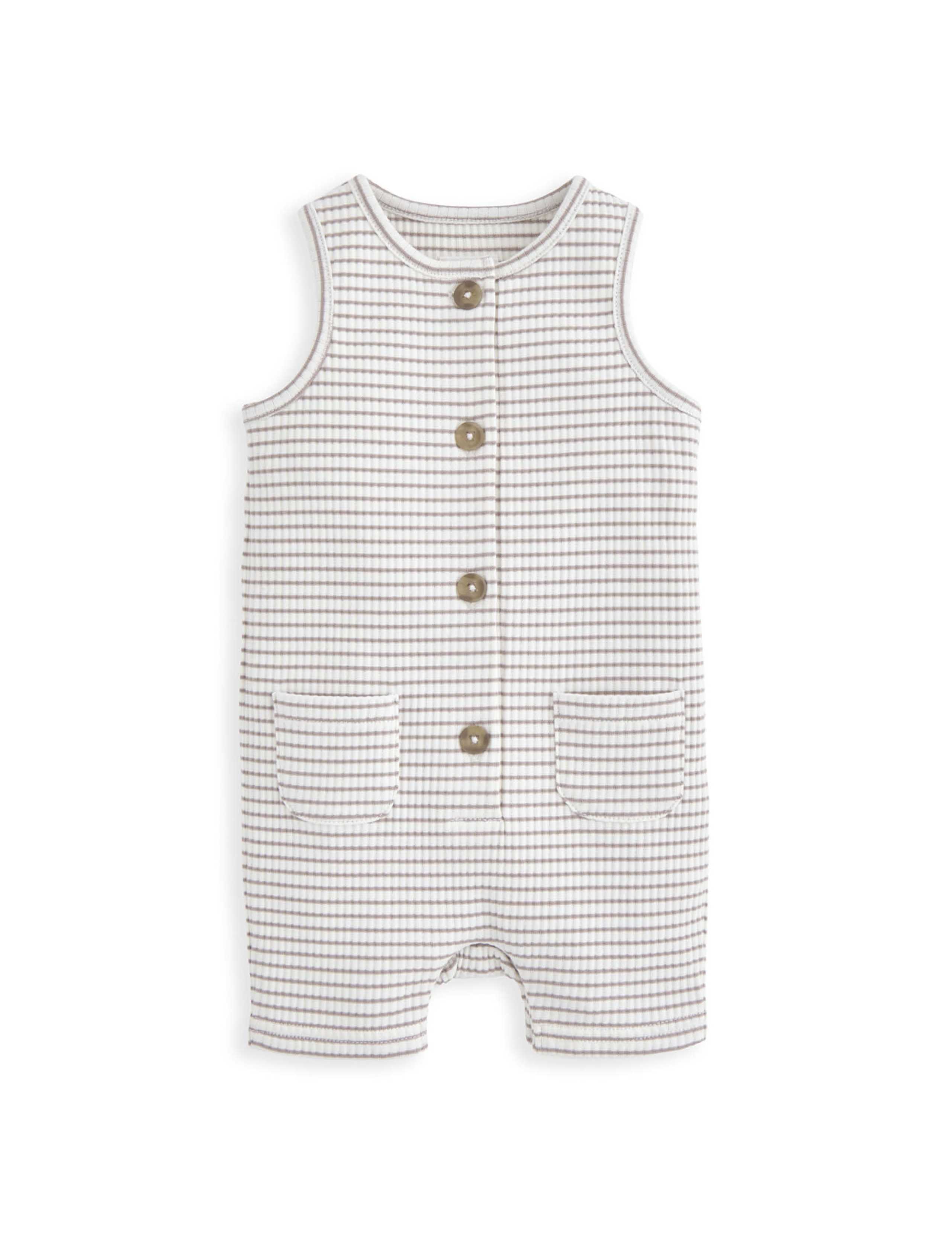 Cotton Rich Striped Romper (0-12 Mths) 2 of 2