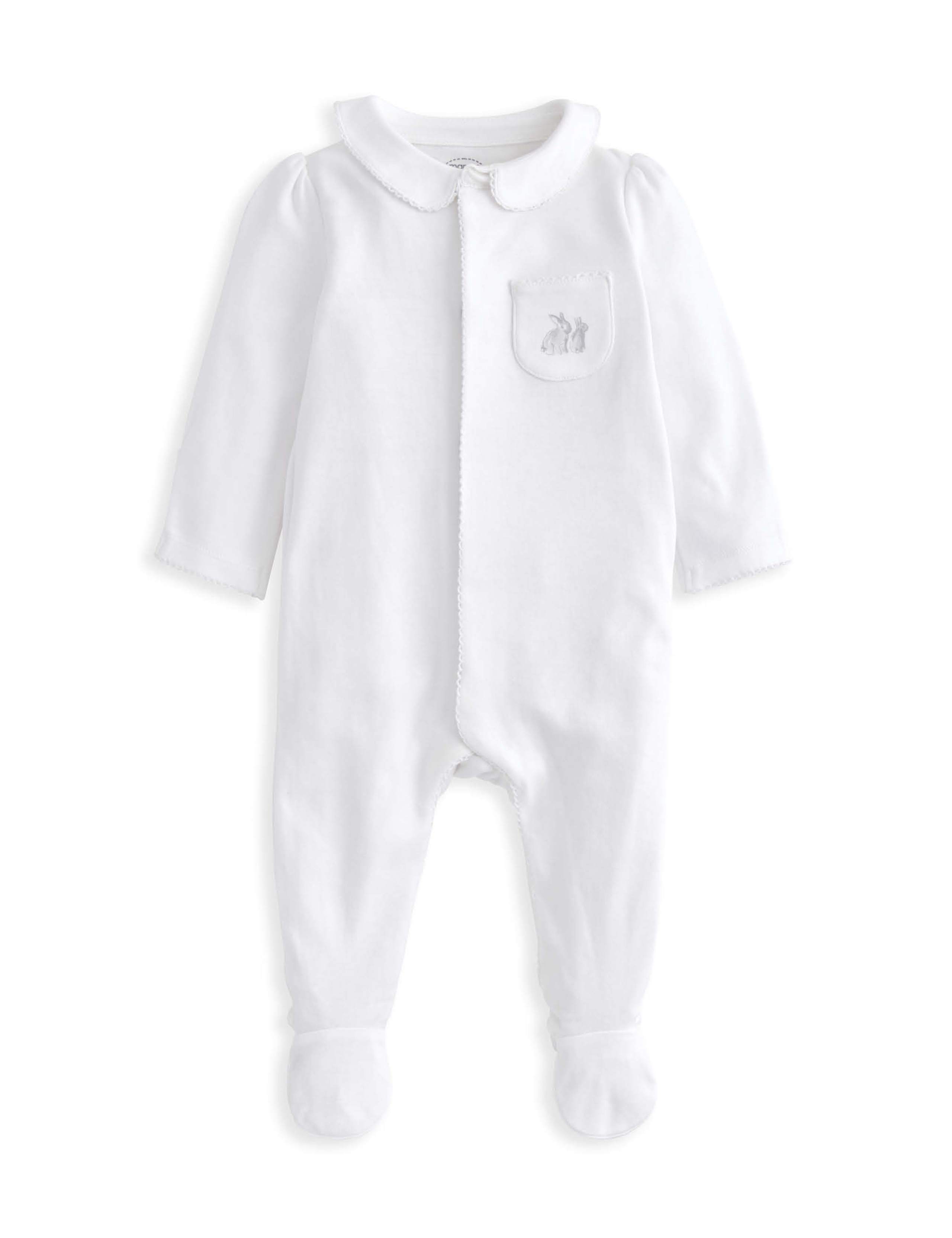 Pure Cotton Rabbit Collared Sleepsuit (0-6 Mths) 2 of 2
