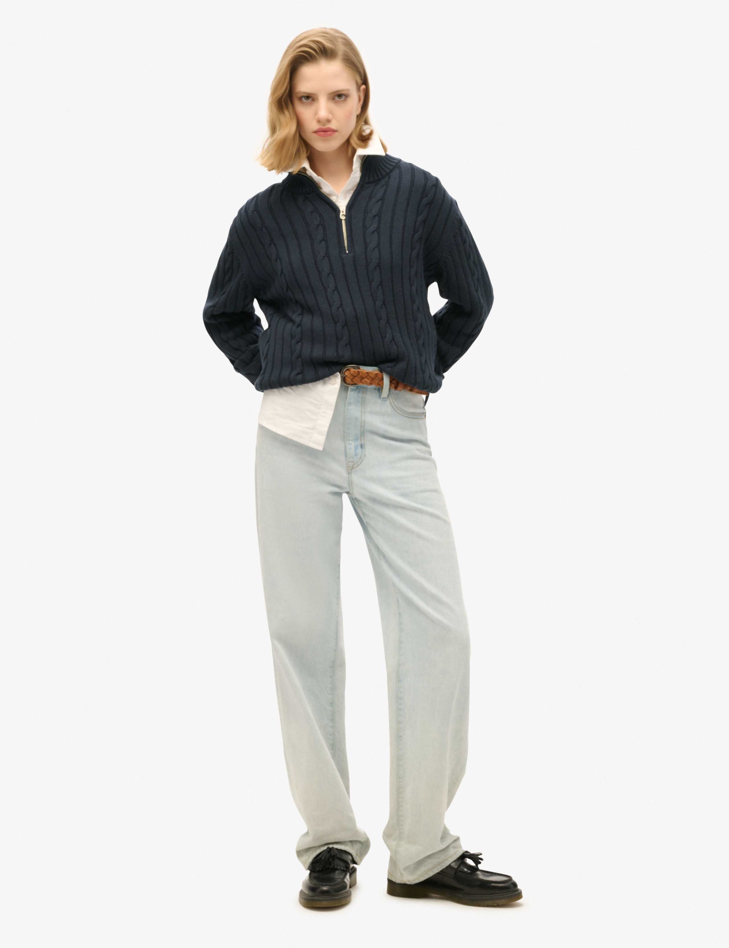 Pure Cotton Cable Knit Half Zip Jumper 2 of 6