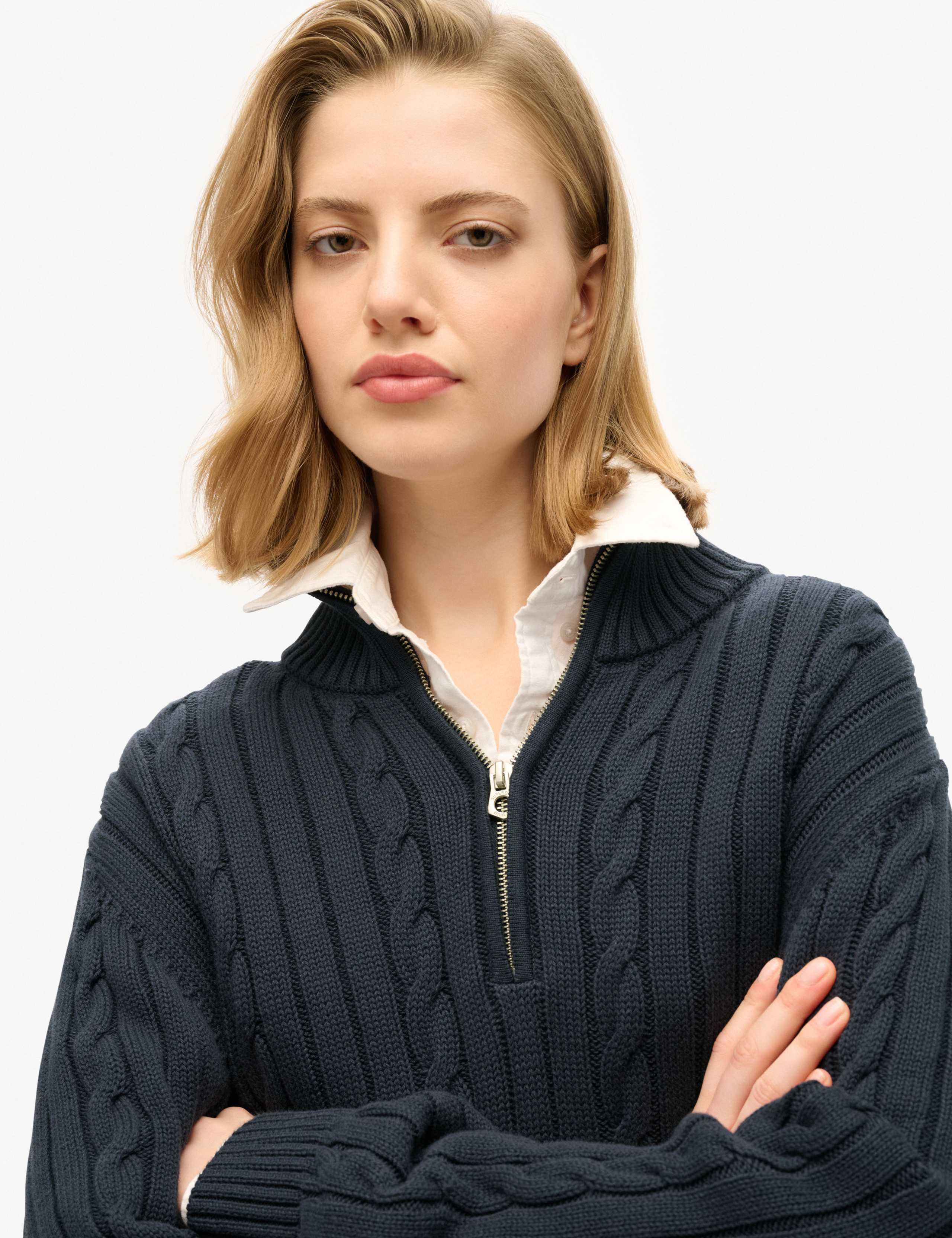Pure Cotton Cable Knit Half Zip Jumper 5 of 6