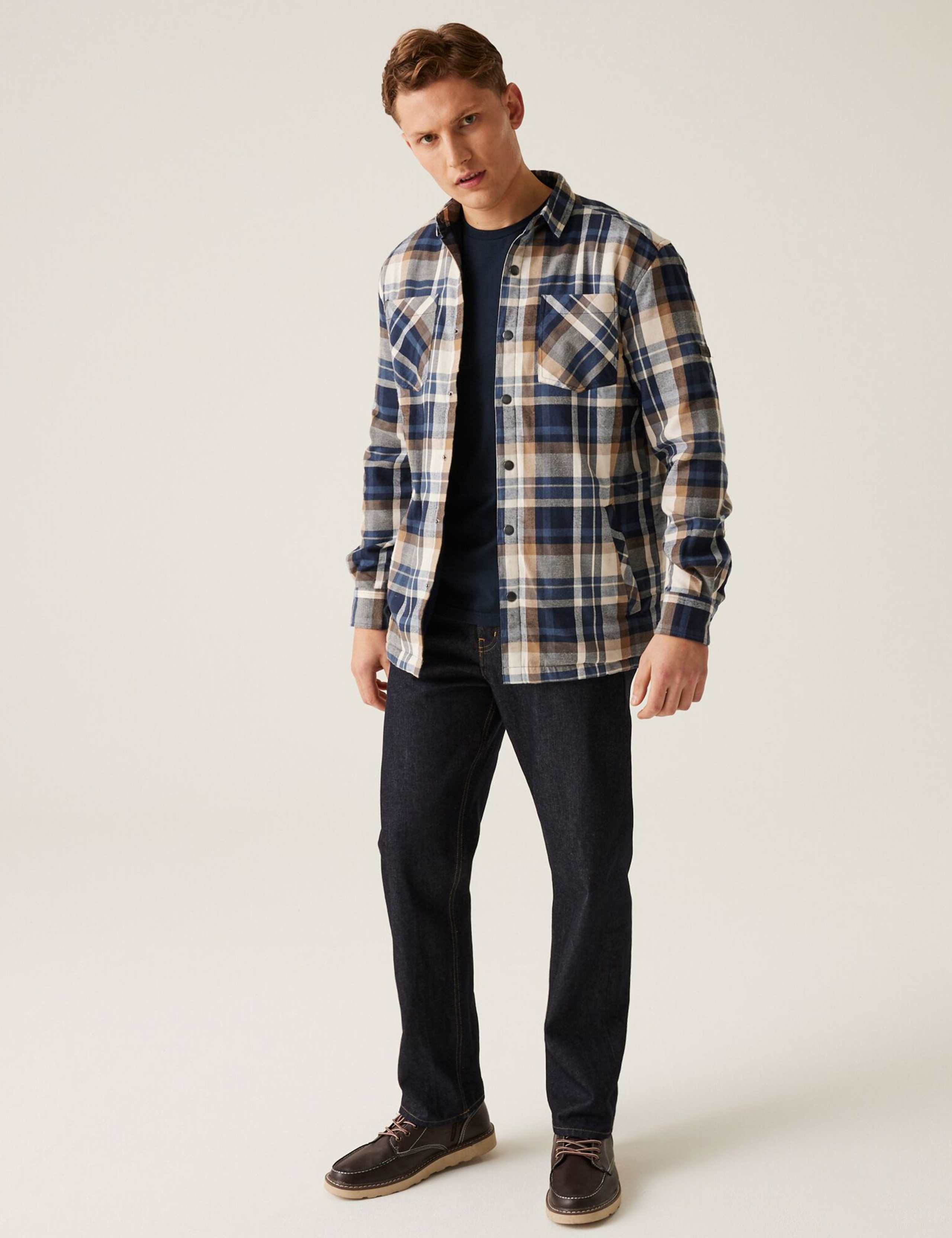 Thamos Cotton Blend Check Flannel Overshirt 3 of 7
