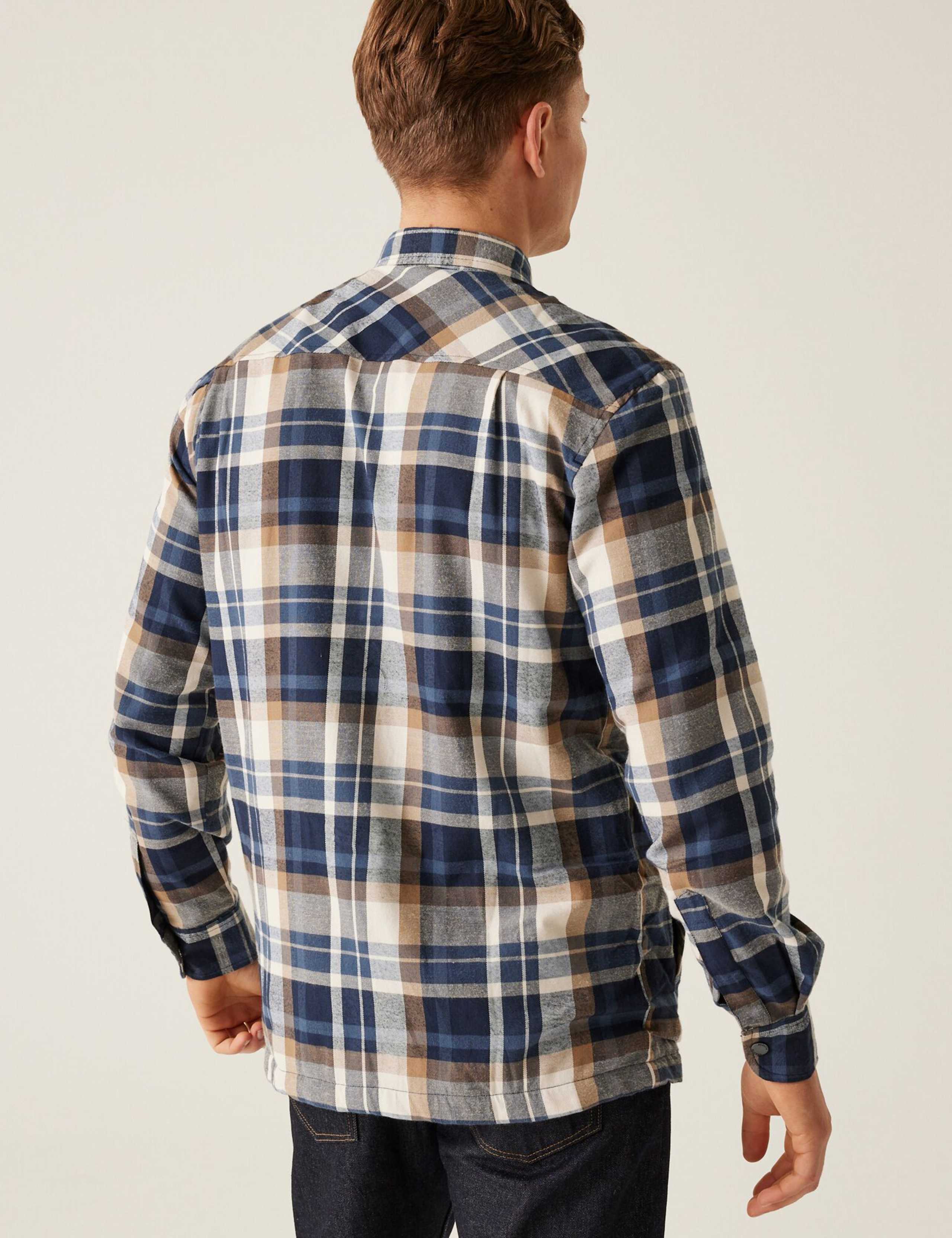 Thamos Cotton Blend Check Flannel Overshirt 4 of 7