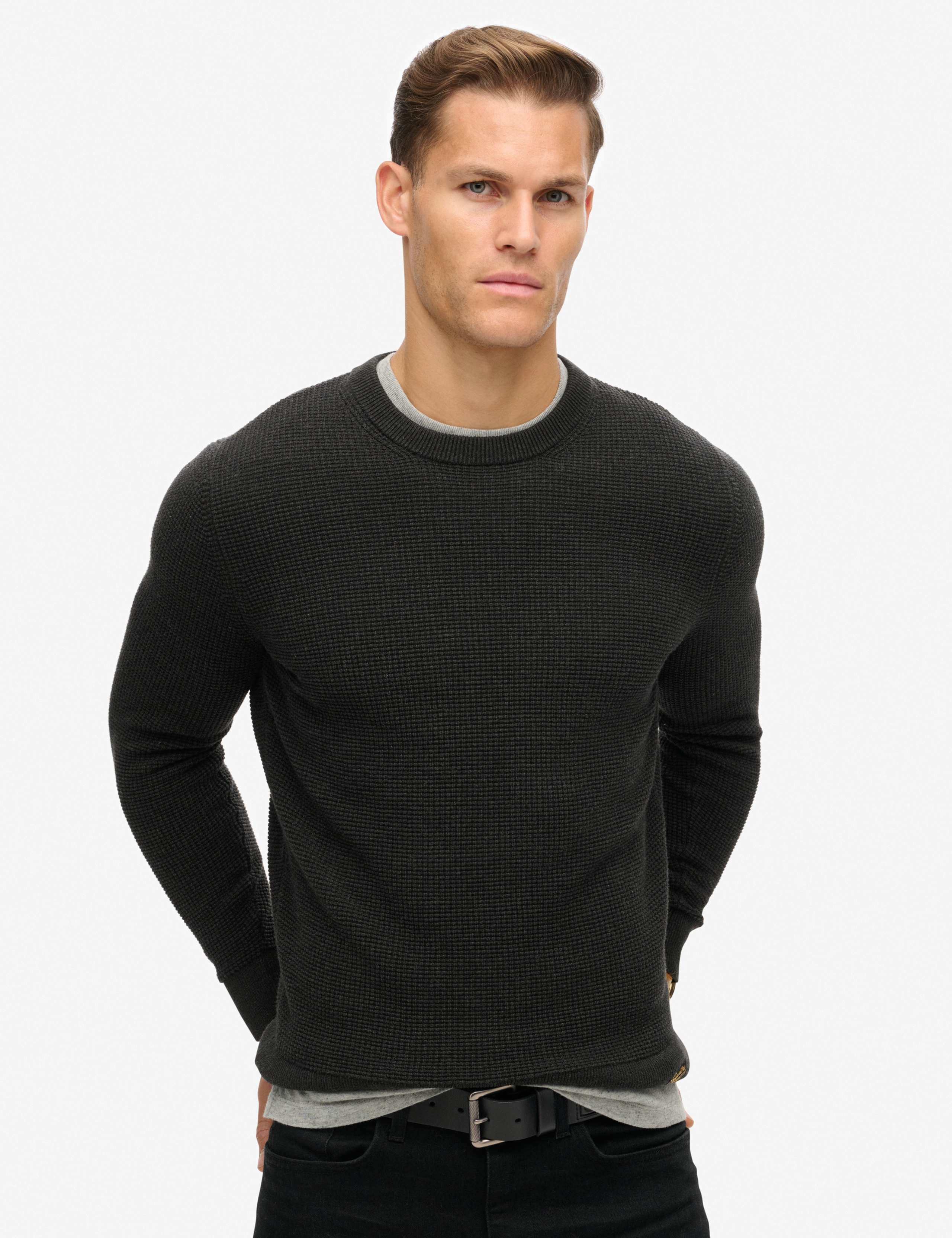 Pure Cotton Textured Crew Neck Jumper 1 of 5