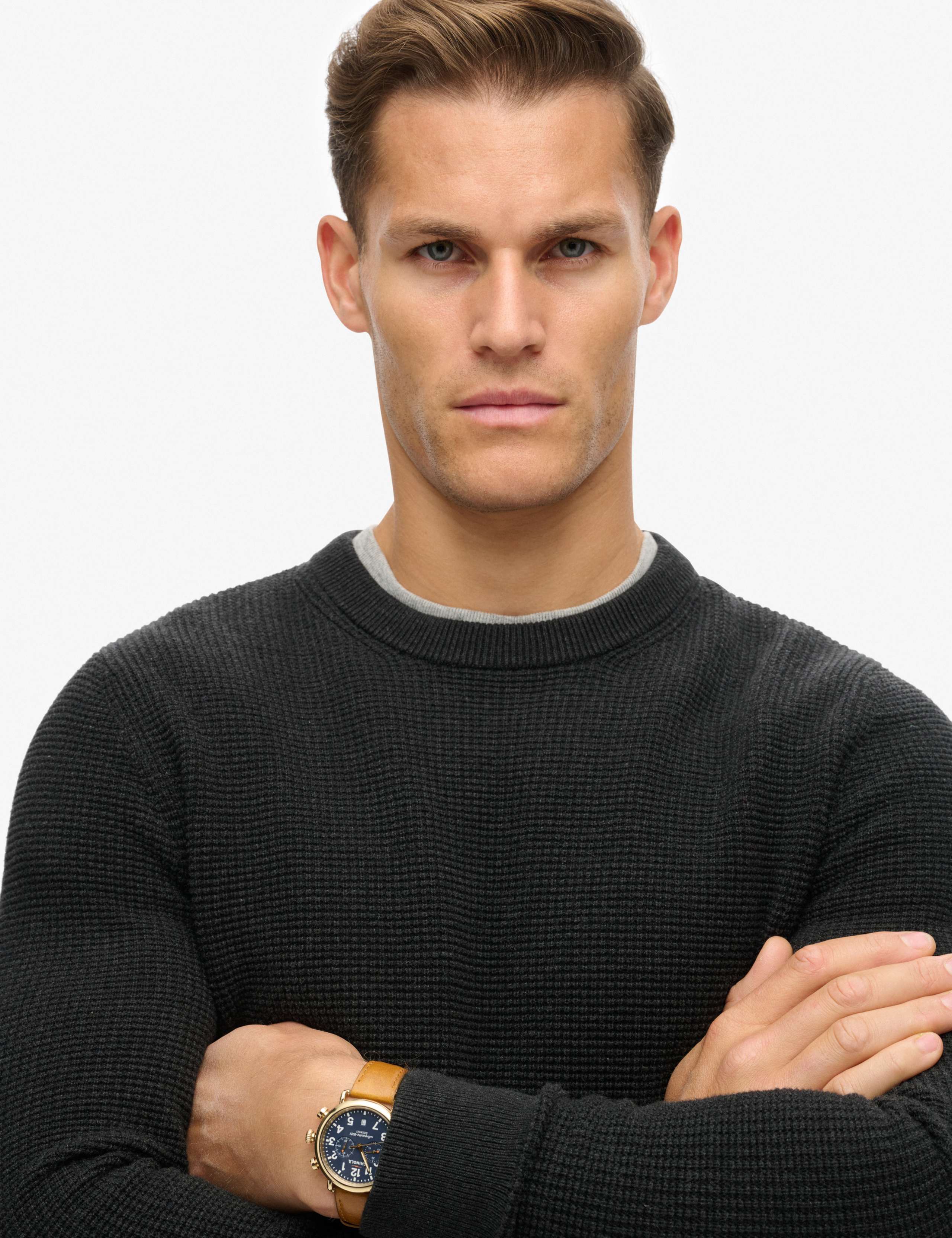 Pure Cotton Textured Crew Neck Jumper 2 of 5